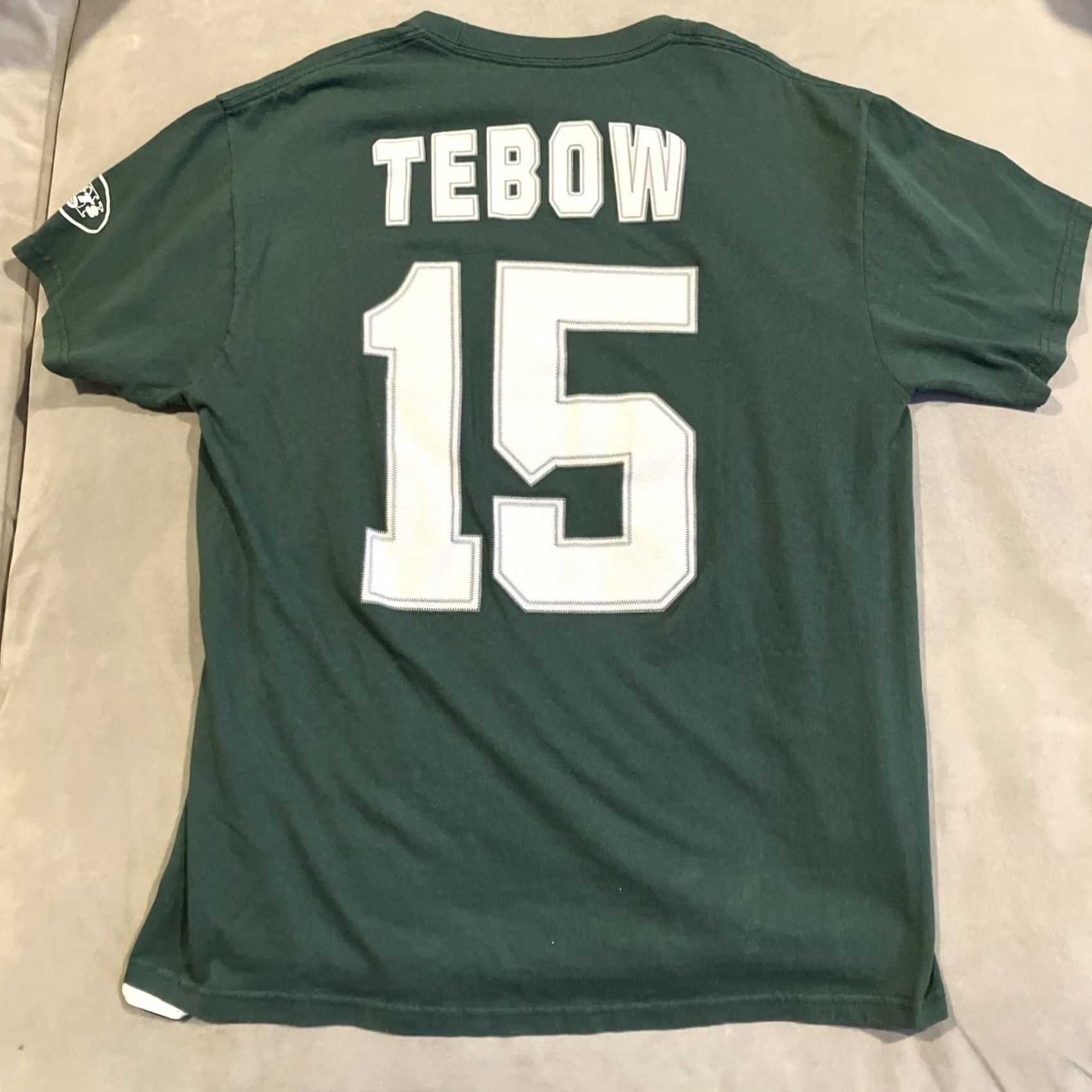 NFL VINTAGE NFL New York Jets Tim Tebow #15 Player Jersey T Shirt Large Dark Green Mens Short Sleeve 100% Cotton Jersey Graphic Print Size US L / EU 52-54 / 3 - 4 Thumbnail