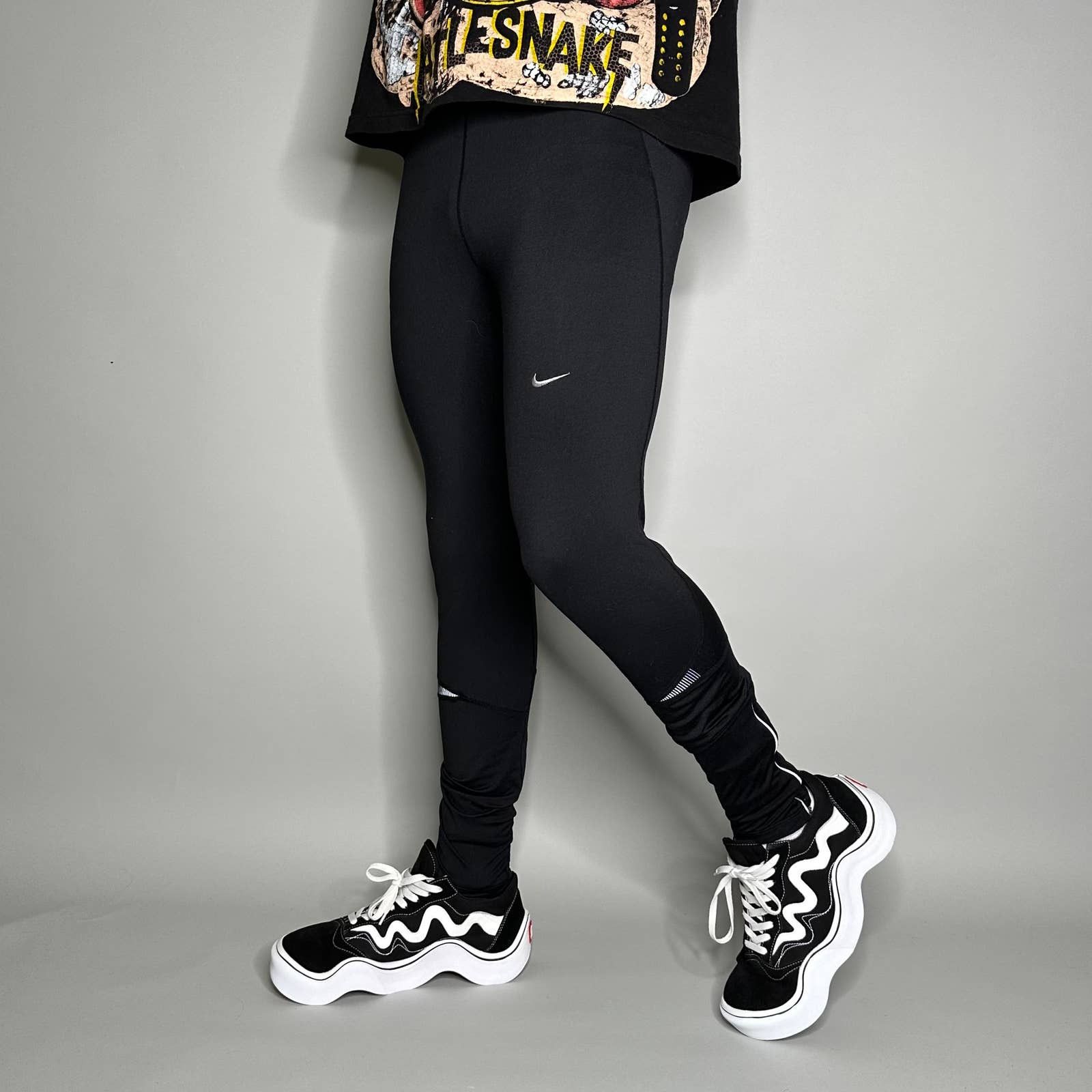 Nike Nike Running Tights Embroidered Grey Swoosh Ankle Zippers Grailed