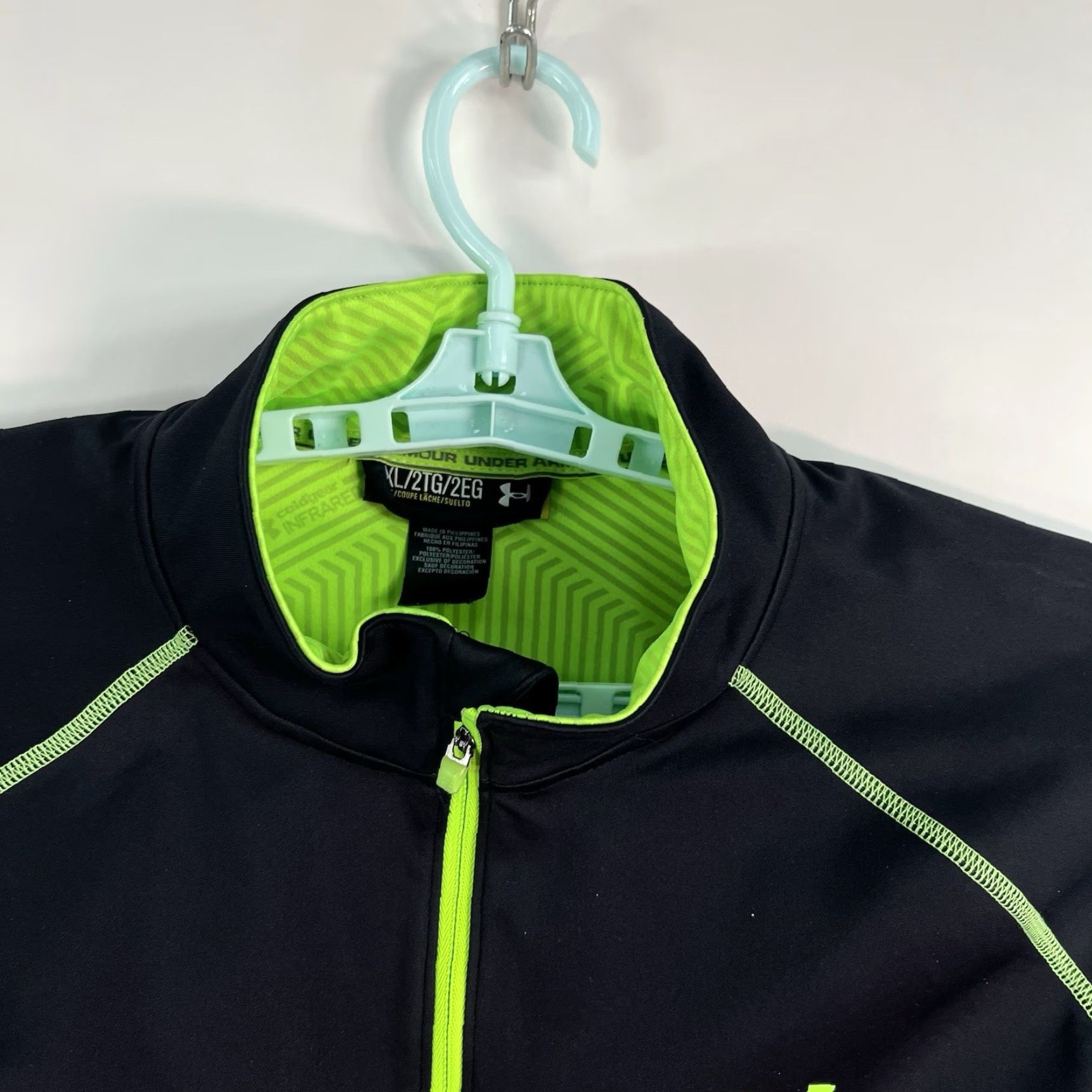 Under Armour Under Armour Sweatshirt Main Selling Point Storm Pull Over Quarter Zip Men XL Black Storm Sweatshirt - Men XL Black/Green Size US XL / EU 56 / 4 - 2 Thumbnail