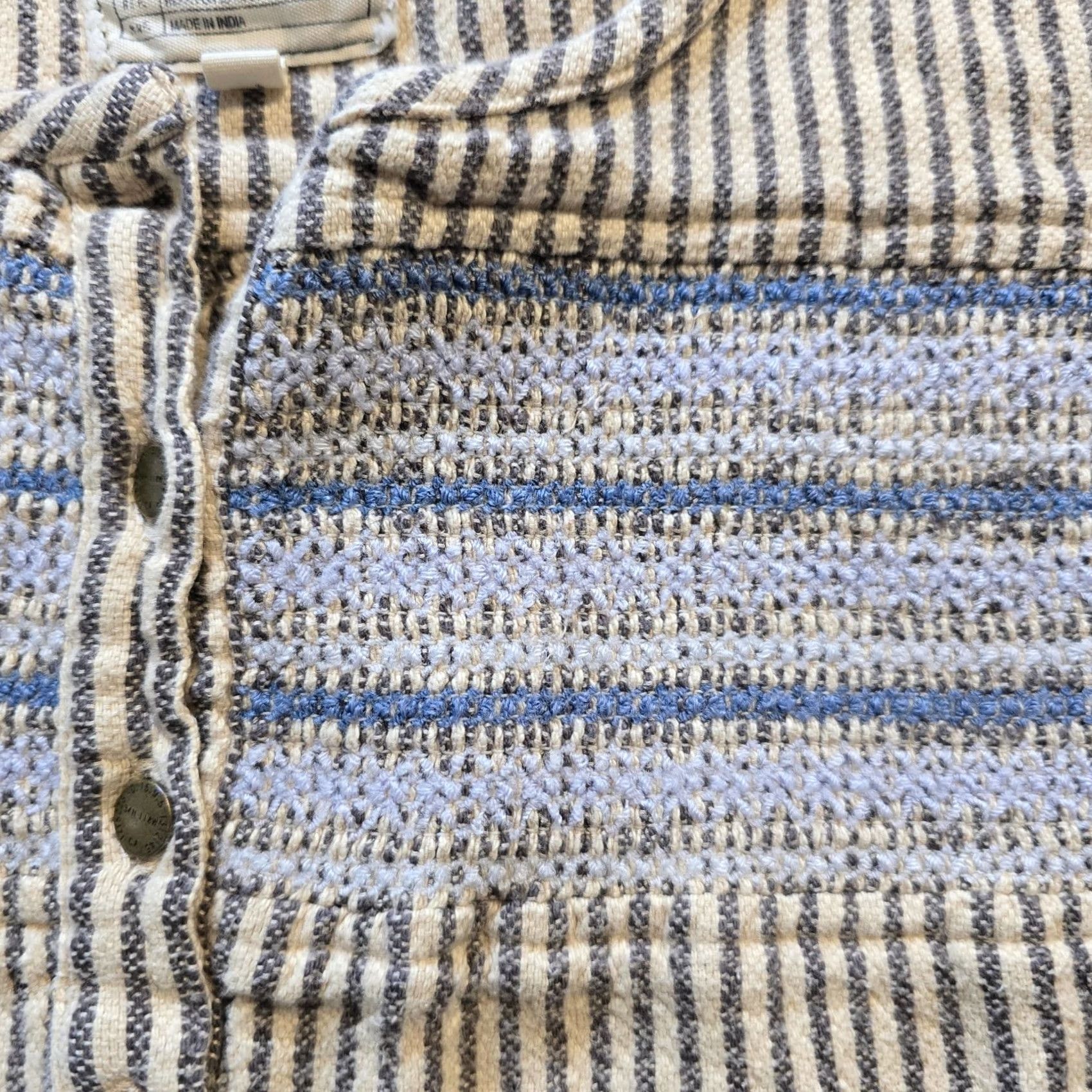 Vintage Current Elliot Top Women Size S Tan Striped Embroidered Henley Boho Casual Shirt Size S / US 4 / IT 40 - 4 Thumbnail