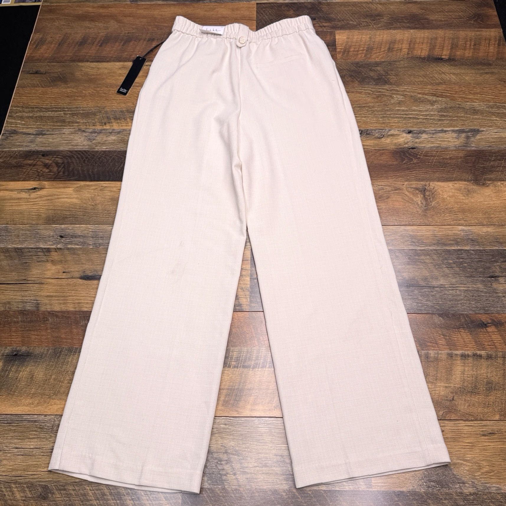 Nicole Miller Nicole Miller Wide-Leg Pants Womens Small Beige High Rise Stretch Dress Pants Workwear Front Pleated Inseam 30 in Regular Size 28" / US 6 / IT 42 - 3 Thumbnail
