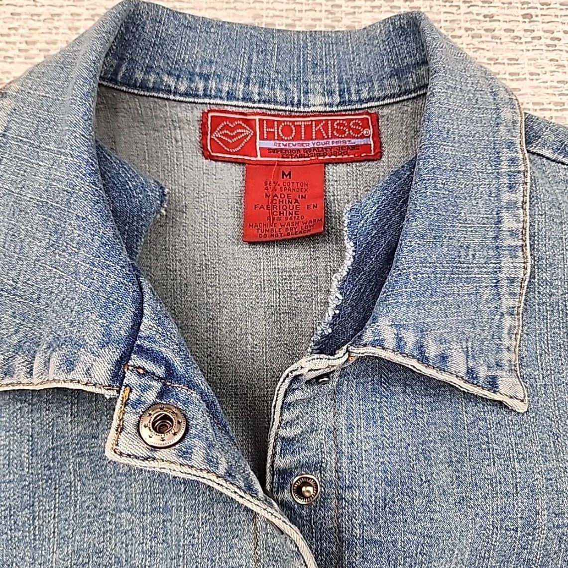 Vintage VINTAGE Hot Kiss Blue Denim Mini Dress Womens M 3/4 Sleeve Belt Pockets 4 Snap Up 4 Pockets Slimming Casual Size M / US 6-8 / IT 42-44 - 3 Thumbnail