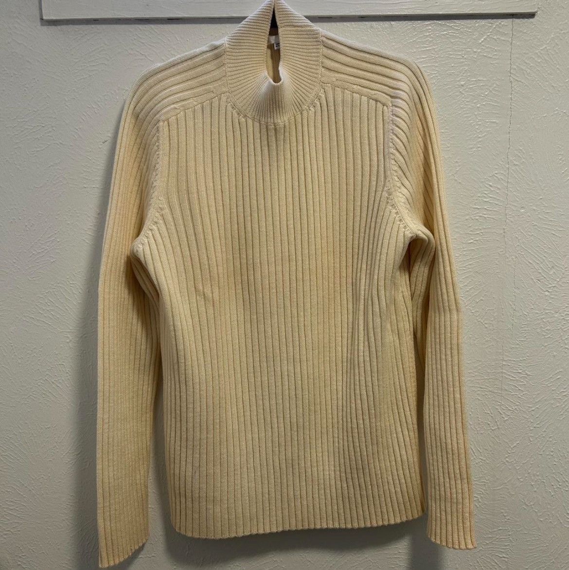 Helmut Lang 2004 Helmut Lang Mock Neck Long Ivory Knit Sweater Size US L / EU 52-54 / 3 - 1 Thumbnail