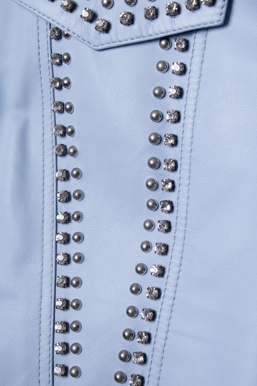 Philipp Plein Philipp Plein, light blue leather jacket with studs Size S / US 4 / IT 40 - 5 Thumbnail