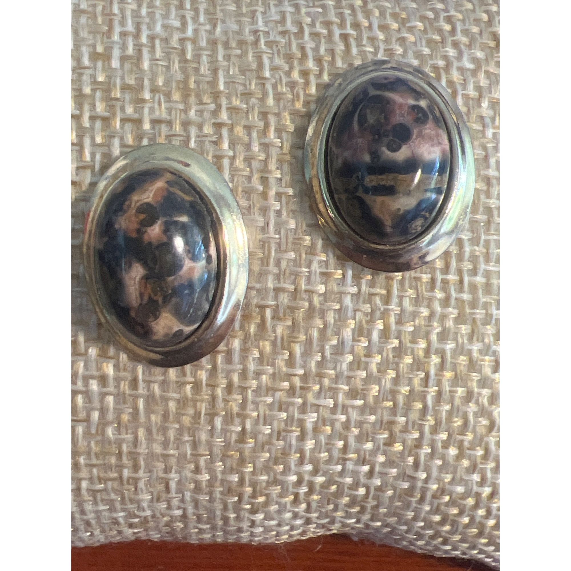 Other Vintage Gold Tone Leopard Jasper Stud Earrings Cabochon Dome Size ONE SIZE - 2 Thumbnail