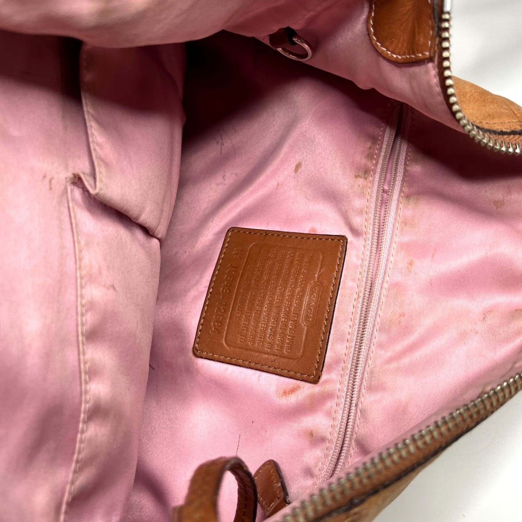 Coach VTG Coach Brown Leather Shoulder Bag Hobo Purse Pink Lining Medium Womens Size ONE SIZE - 6 Thumbnail