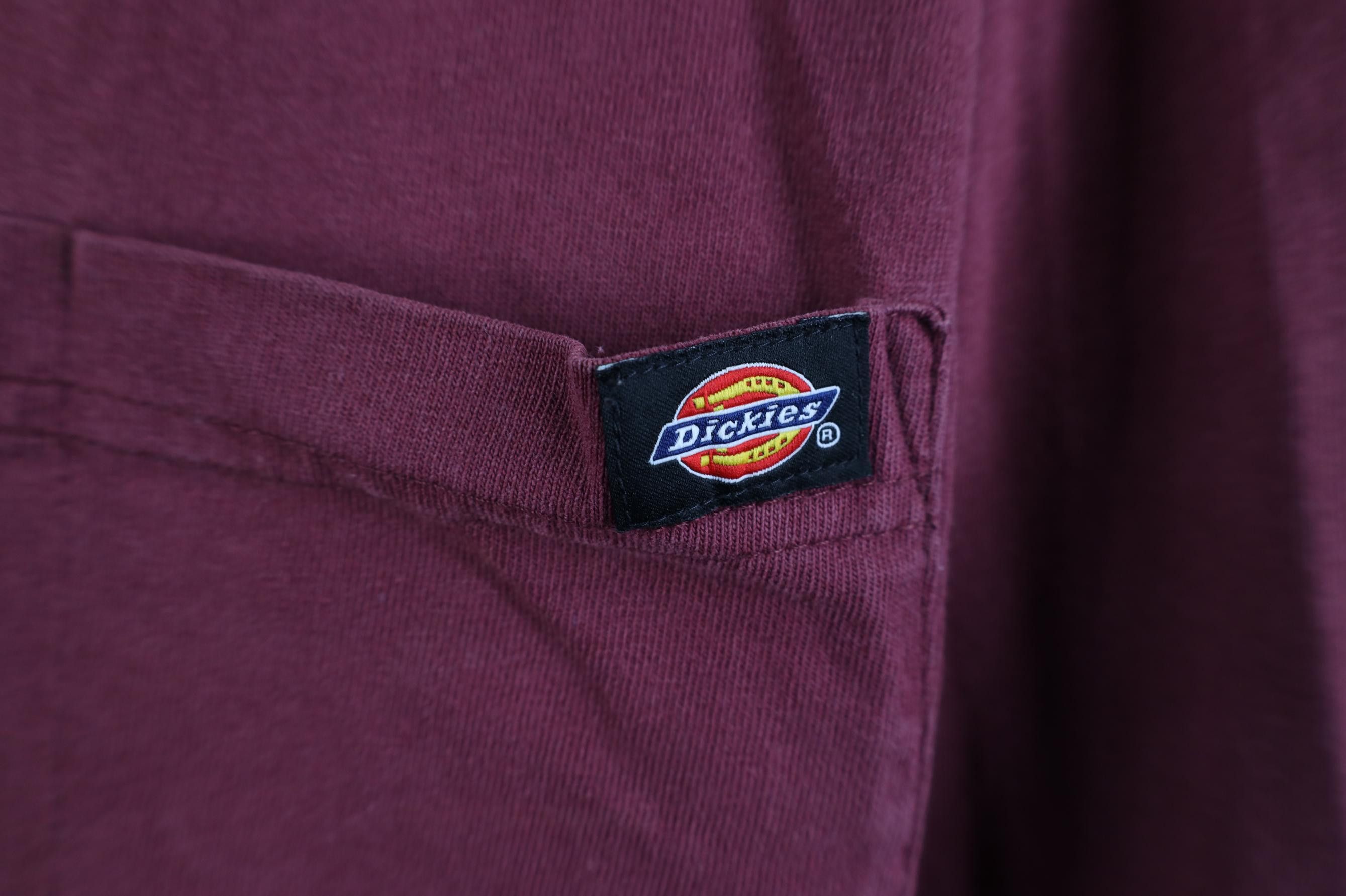 Dickies Vintage Y2K Dickies Long Sleeve Pocket T-Shirt Burgundy Size US L / EU 52-54 / 3 - 4 Thumbnail