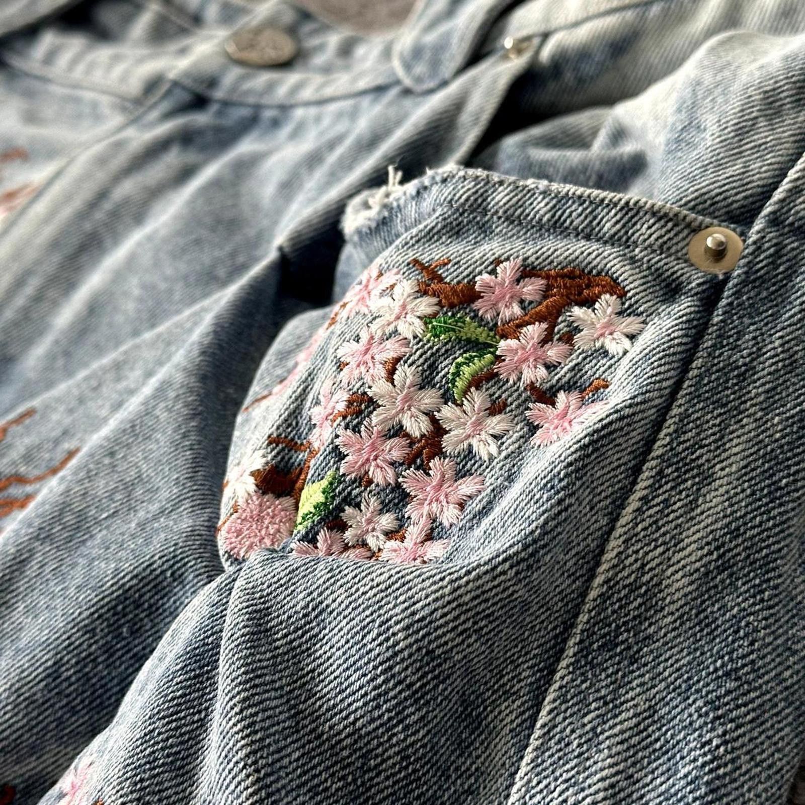 Other Badson Cherry Blossom Denim Pants Size US 32 / EU 48 - 7 Thumbnail