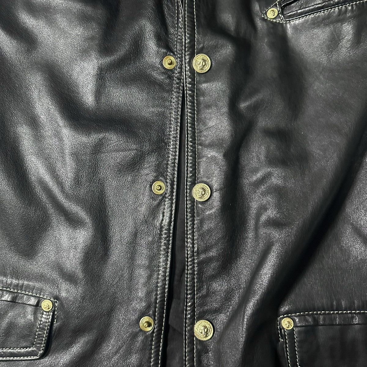 Versace 90s made in ITALY VERSUS VERSACE leather western jacket Size US L / EU 52-54 / 3 - 8 Thumbnail