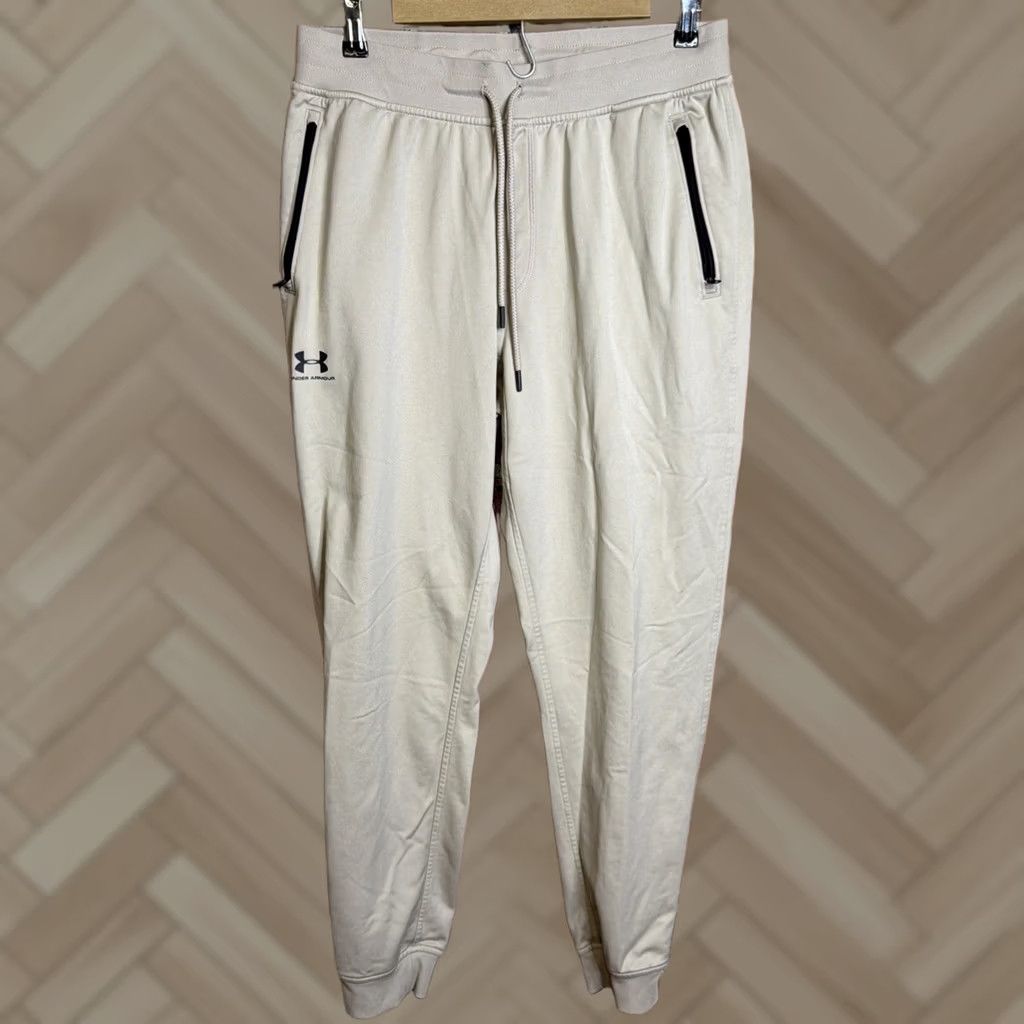 Under Armour Under Armour Pants Mens Sz L Tan Fitted Sportstyle Jogger Zip Pockets UA Size US 33 - 1 Thumbnail
