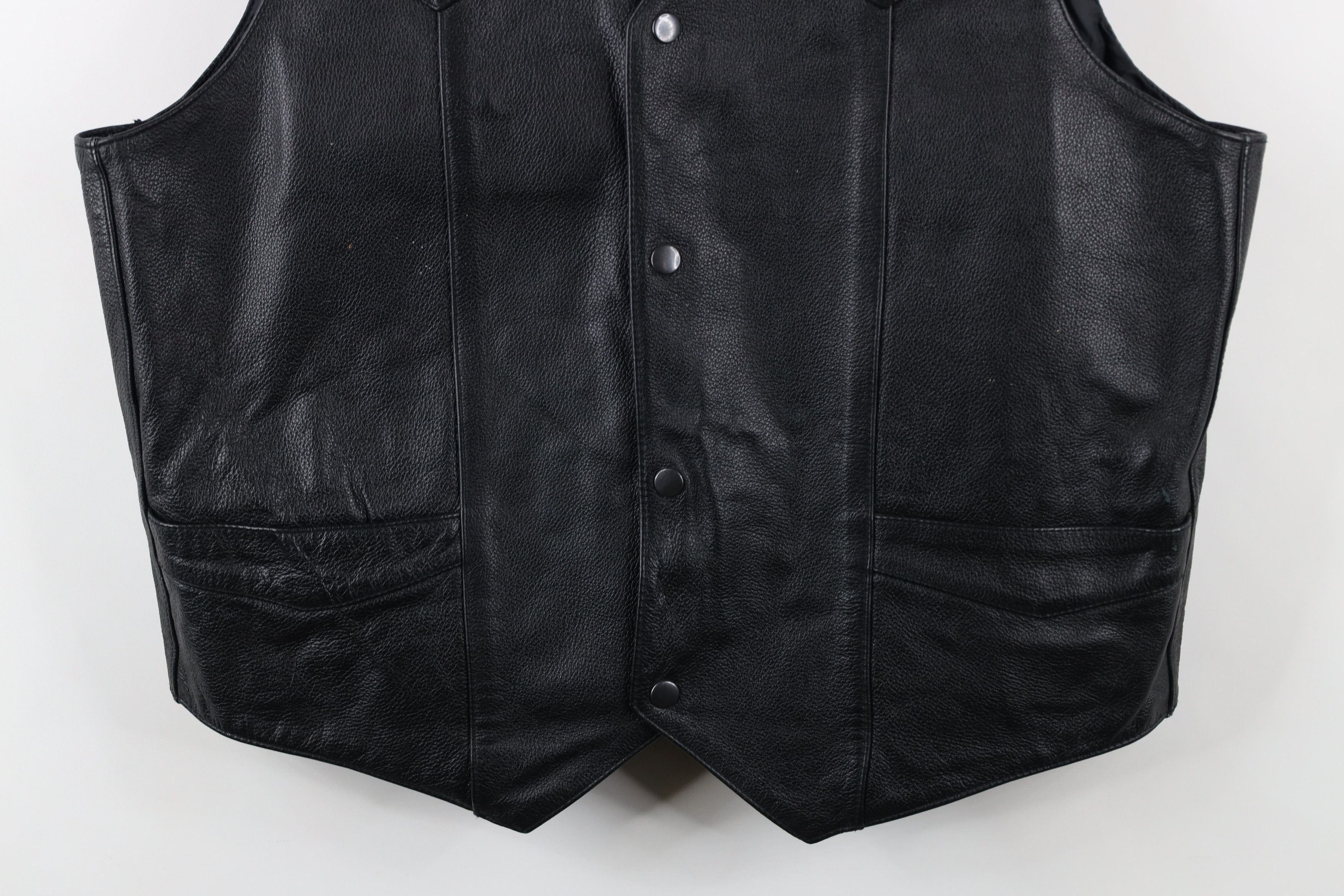 Vintage Vintage 90s Streetwear Leather Motorcycle Vest Jacket Black Size US XL / EU 56 / 4 - 3 Thumbnail