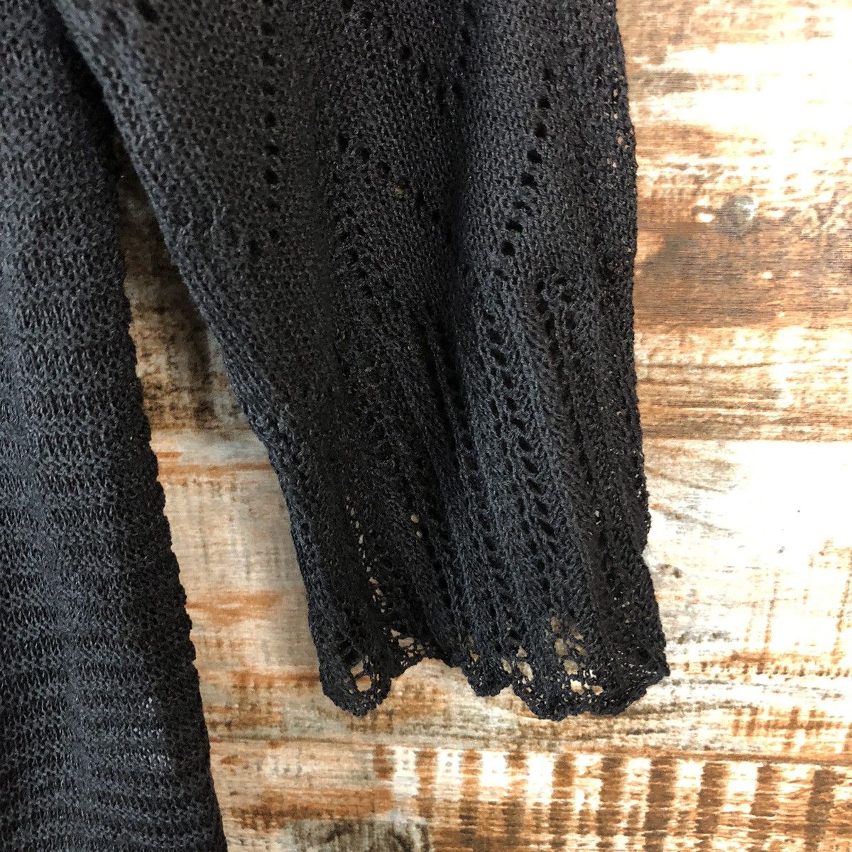 Homespun Knitwear × Japanese Brand Ledual Black crochet meshnet Cardigan Knitwear #A1352 Size M / US 6-8 / IT 42-44 - 8 Thumbnail