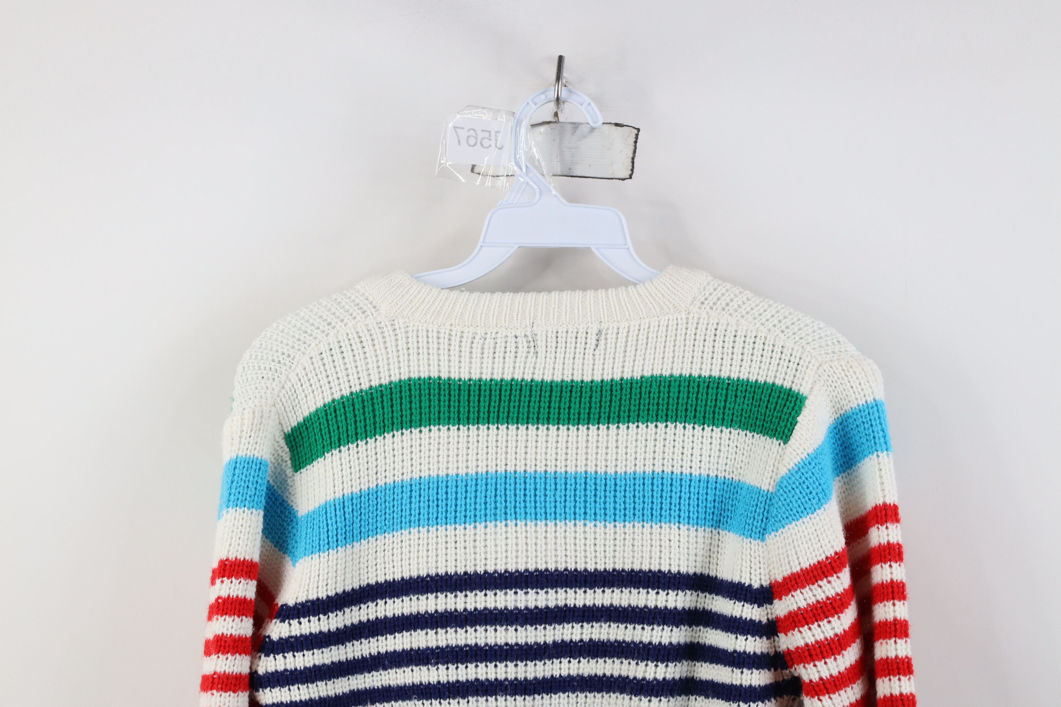 Vintage Vintage 70s Streetwear Block Ribbed Knit V-Neck Sweater Size M / US 6-8 / IT 42-44 - 9 Thumbnail