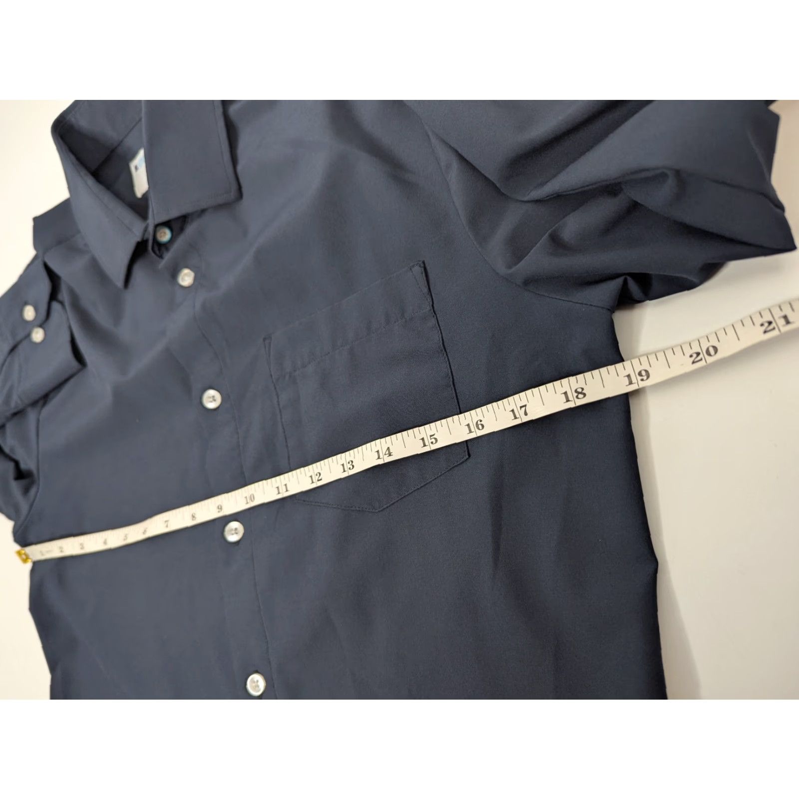 J Brand & Collar Brand Shirt Men’s Small Slim Navy Button-Up Performance Stretch Modern Convenience Size 36R - 6 Thumbnail