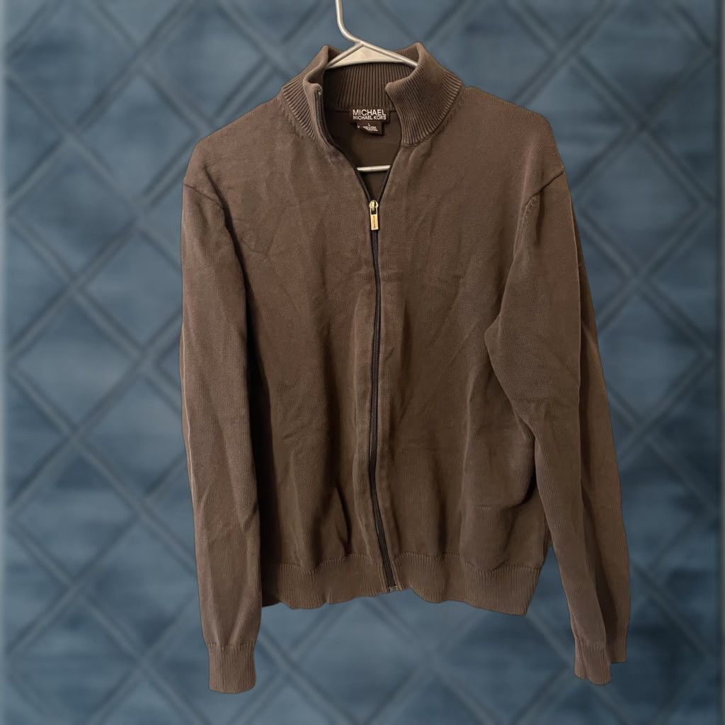 Michael Kors Michael Kors Men’s Full Zip Sweater Jacket Cotton Large Brown Distressed Size US L / EU 52-54 / 3 - 1 Thumbnail