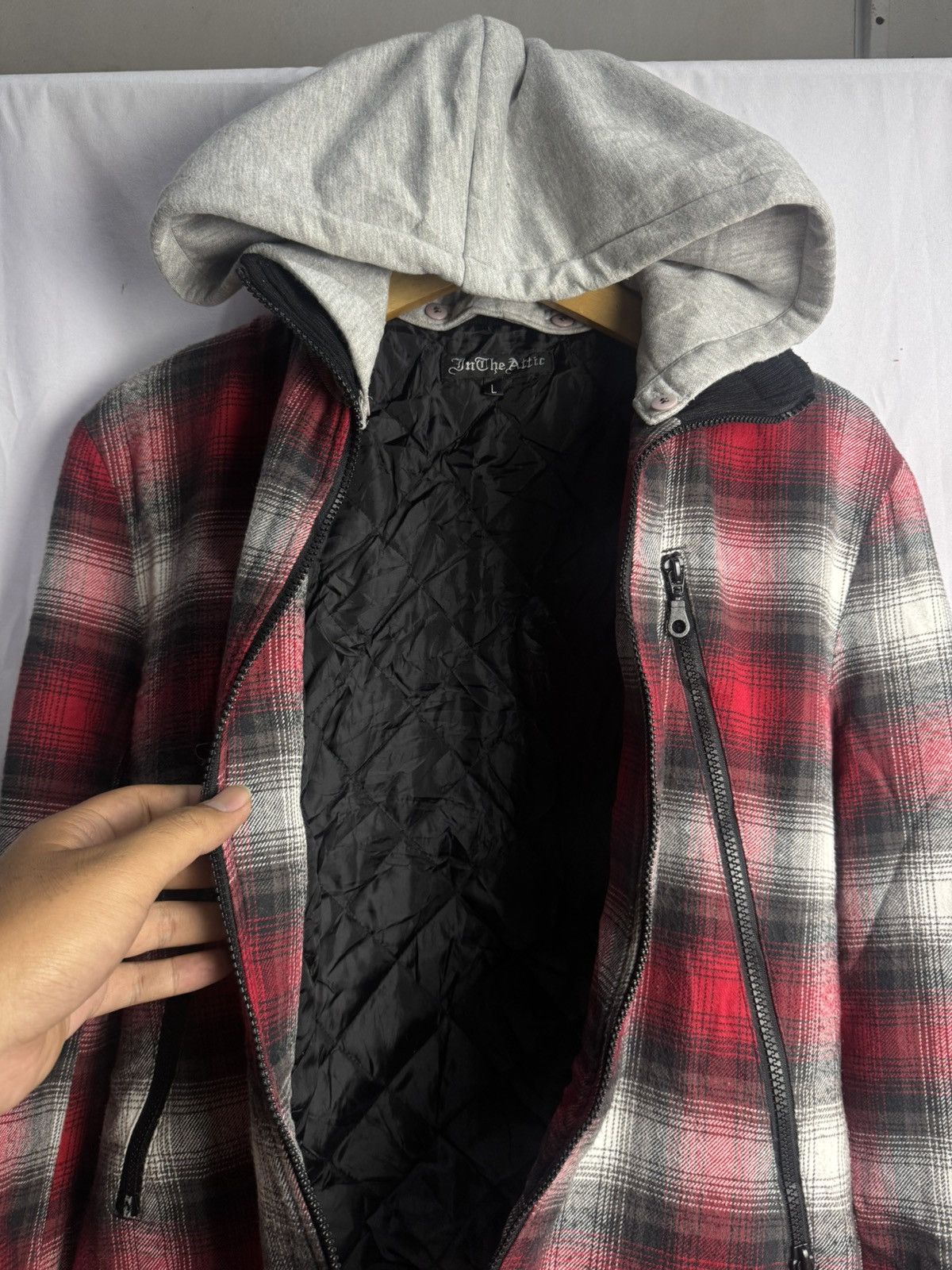 In The Attic Intheattic Plaid Jacket Removable Hoodie Size US L / EU 52-54 / 3 - 5 Thumbnail