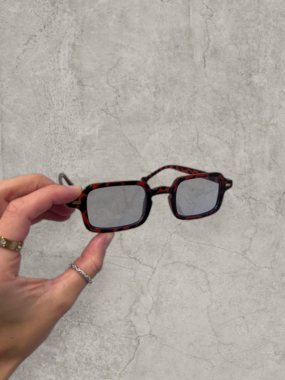 Japanese Brand UV400 square sunglasses in brown with blue lens. One size. Size ONE SIZE - 3 Thumbnail