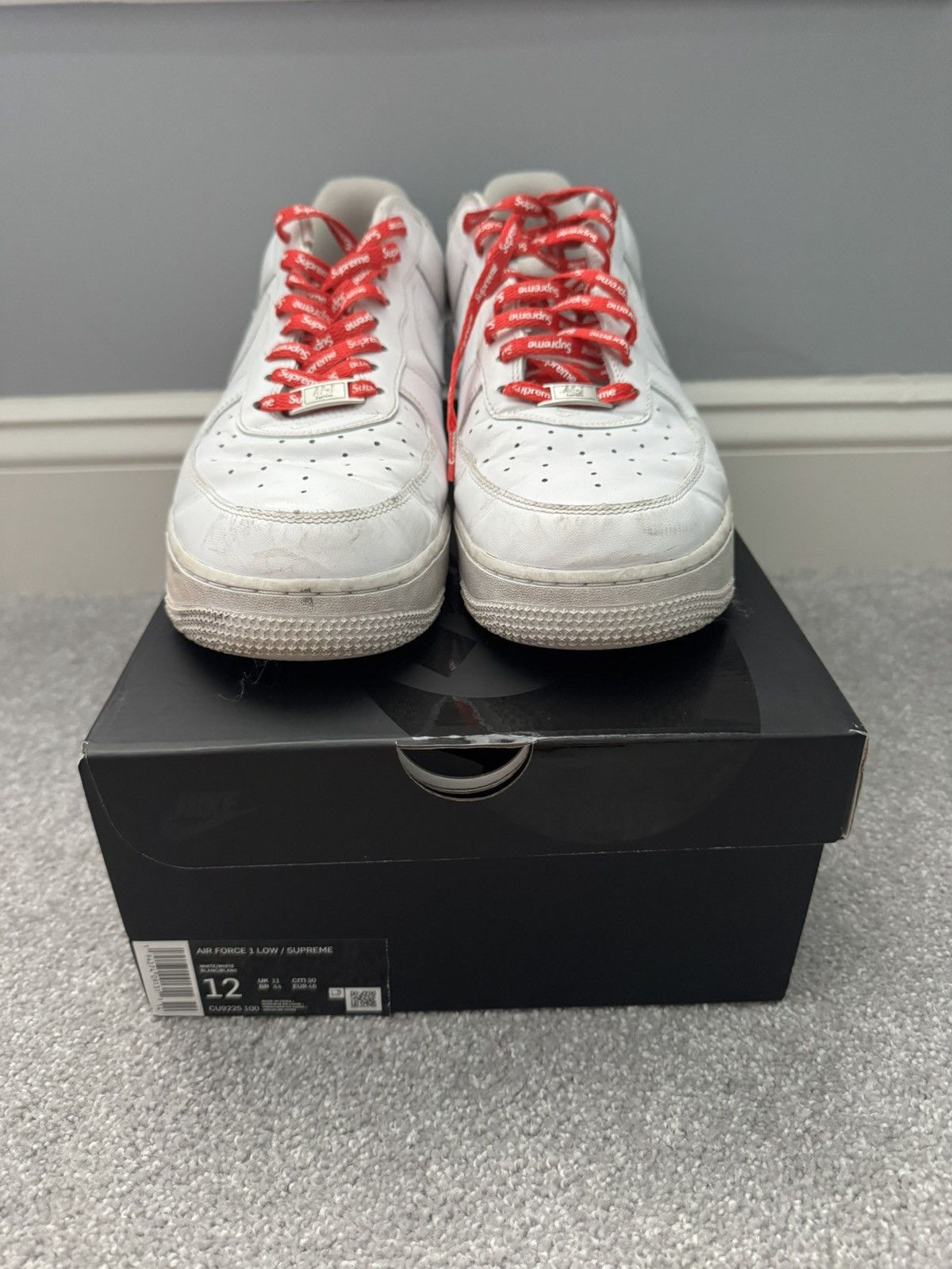 Nike × Supreme Supreme Air Force 1 Low White Size US 12 / EU 45 - 2 Thumbnail