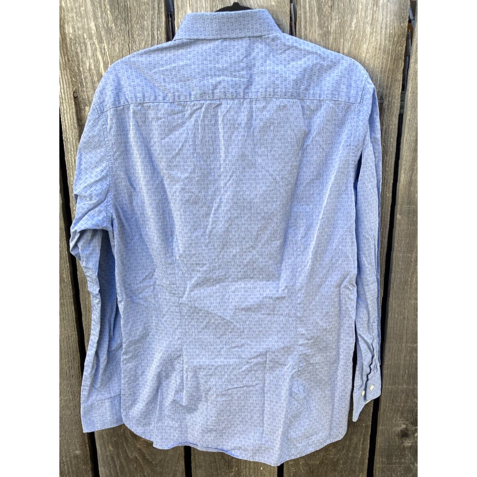 Ted Baker Ted Baker Button-Down Shirt Geometric Blue 16.5 Mens Regular Pocket Logo Embroidered Cotton Blend Endurance Size US XL / EU 56 / 4 - 6 Thumbnail