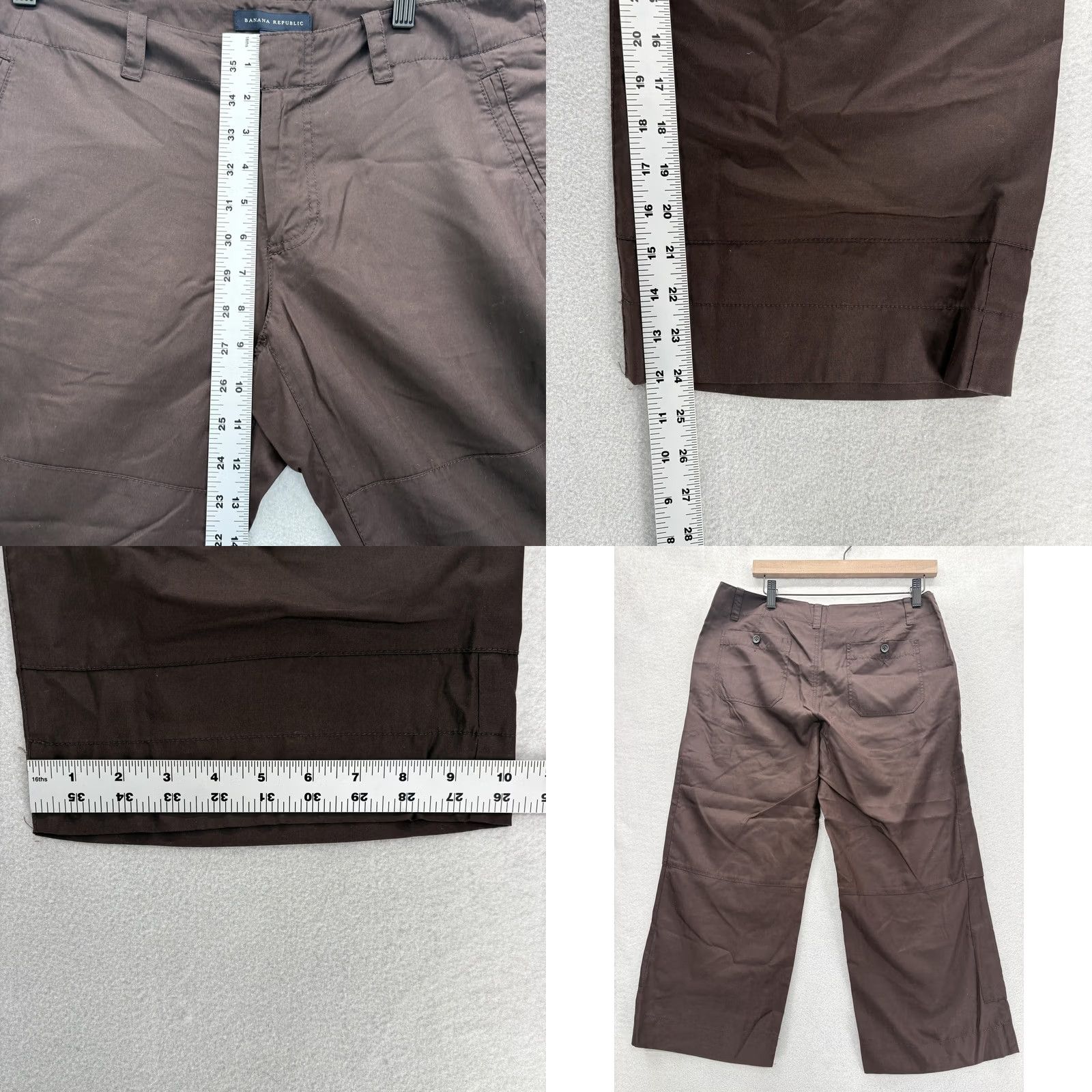 Banana Republic Banana Republic Silk Cropped Pants Womens 8 Brown Twill Wide Leg Casual Career Silk Pants Women 8 Brown Cropped Pockets Zip Flat Front Size 30" / US 8 / IT 44 - 8 Thumbnail