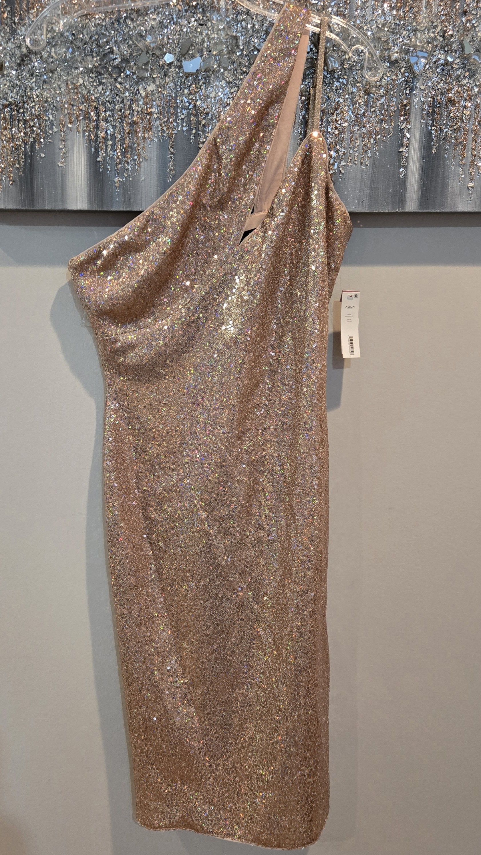 AQUA Aqua Sequined Mini Cocktail/Party Dress in Copper Size L / US 10 / IT 46 - 3 Thumbnail