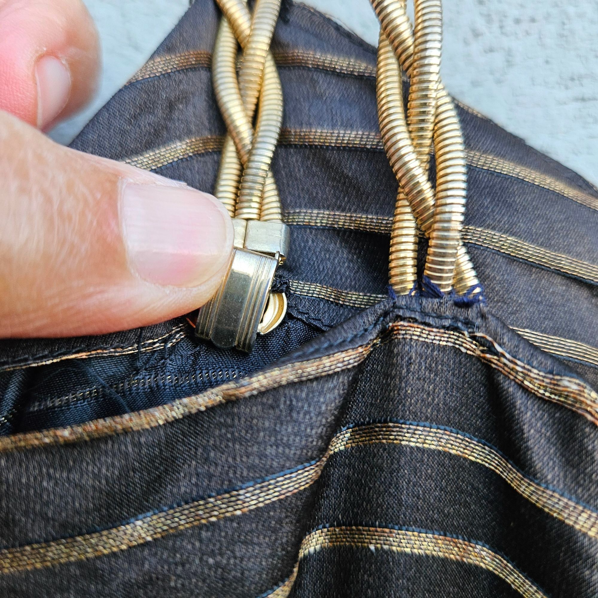 Other 50s Egyptian Black Gold Stripe Evening Gown Full Skirt XXS S Size XXS / US 00 / IT 34 - 13 Thumbnail