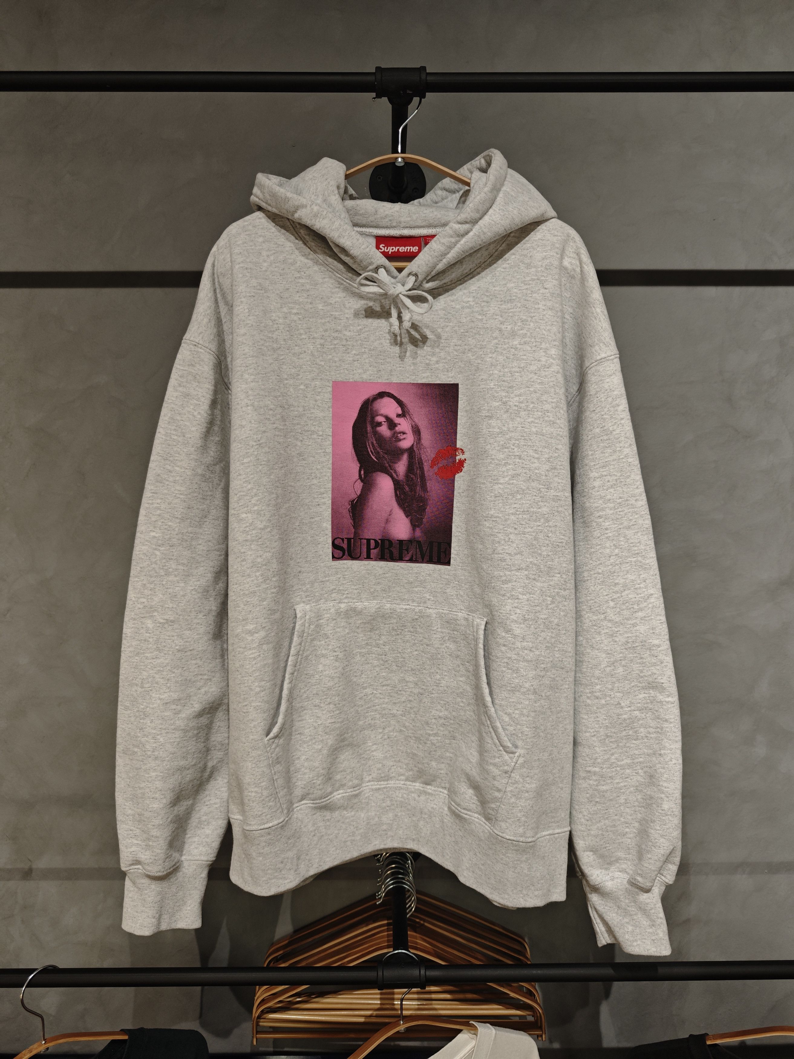 supreme kate moss hooded sweatshirt heather grey XXL