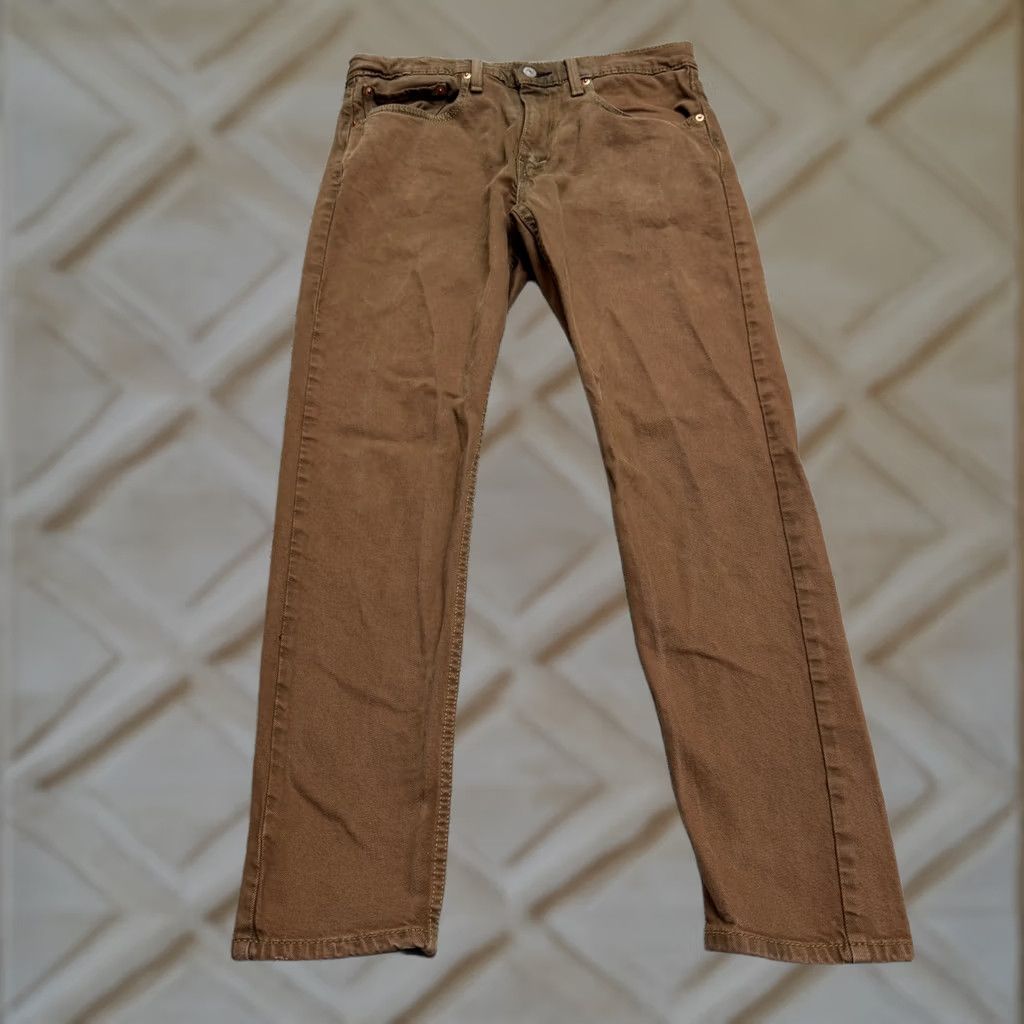 Levi's Levi's Slim Taper Jeans Mens 34x32 Brown Cotton Denim 5-Pocket Logo USA 500 Series Anthony? Size US 34 / EU 50 - 1 Thumbnail
