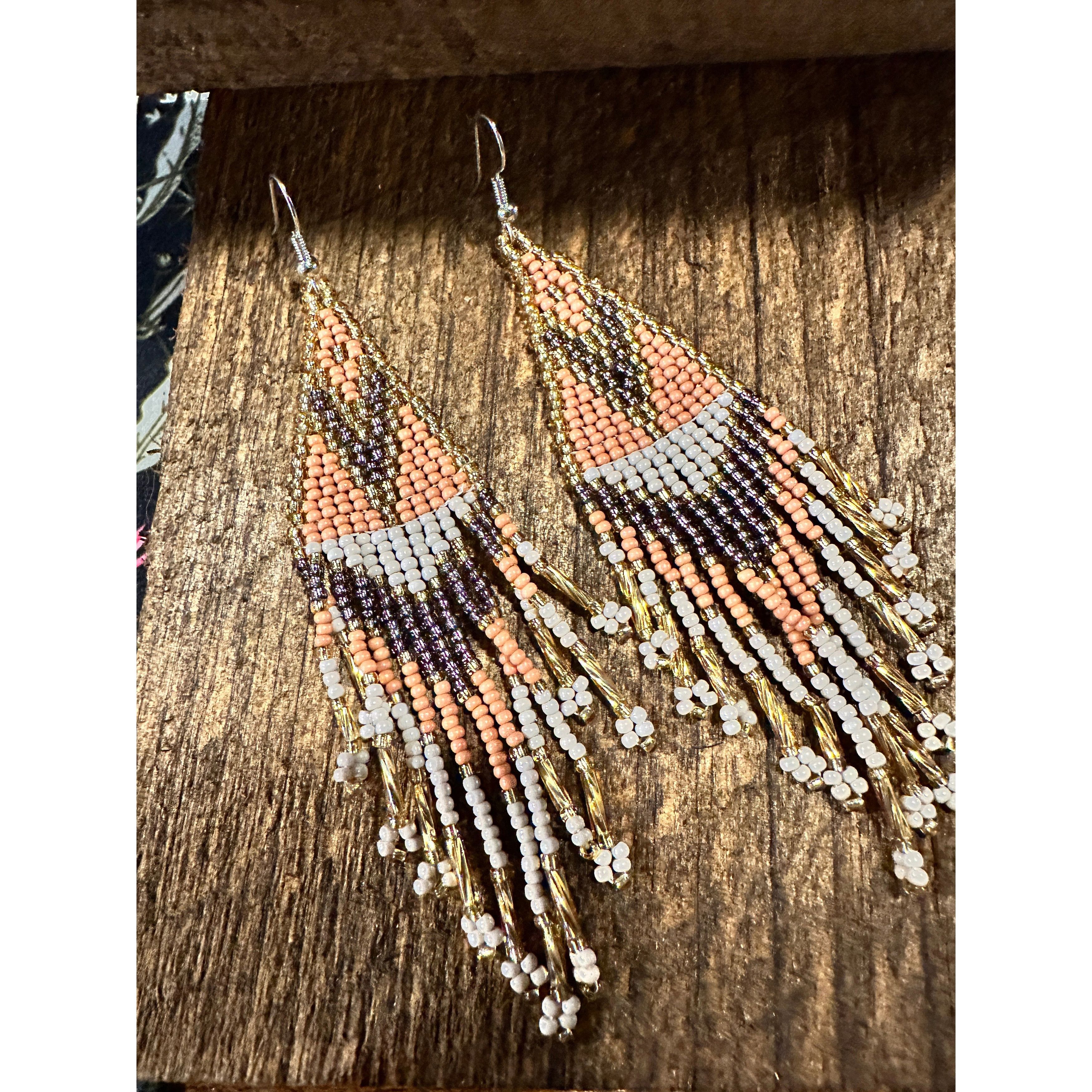 Other Handcrafted Bohemian Navajo Seed Bead Dangle Earrings with P Size ONE SIZE - 9 Thumbnail