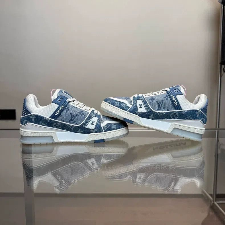 Louis Vuitton Louis Vuitton Trainer's new blue denim shoes Size US 6.5 / EU 39-40 - 3 Thumbnail