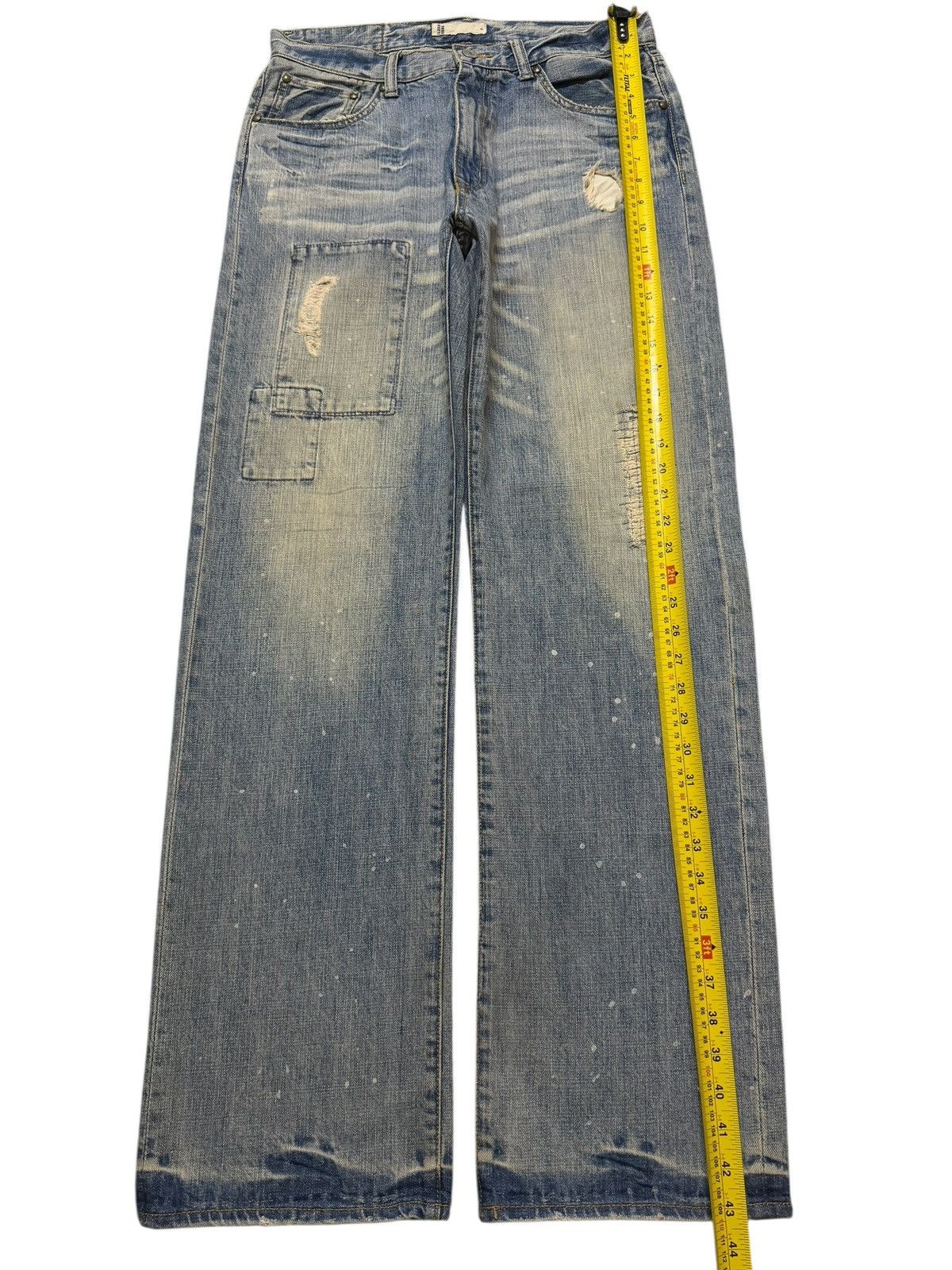 Global Work Vintage 90s Global Work Blue Faded Wash Whiskers Distressed Size US 31 - 10 Thumbnail