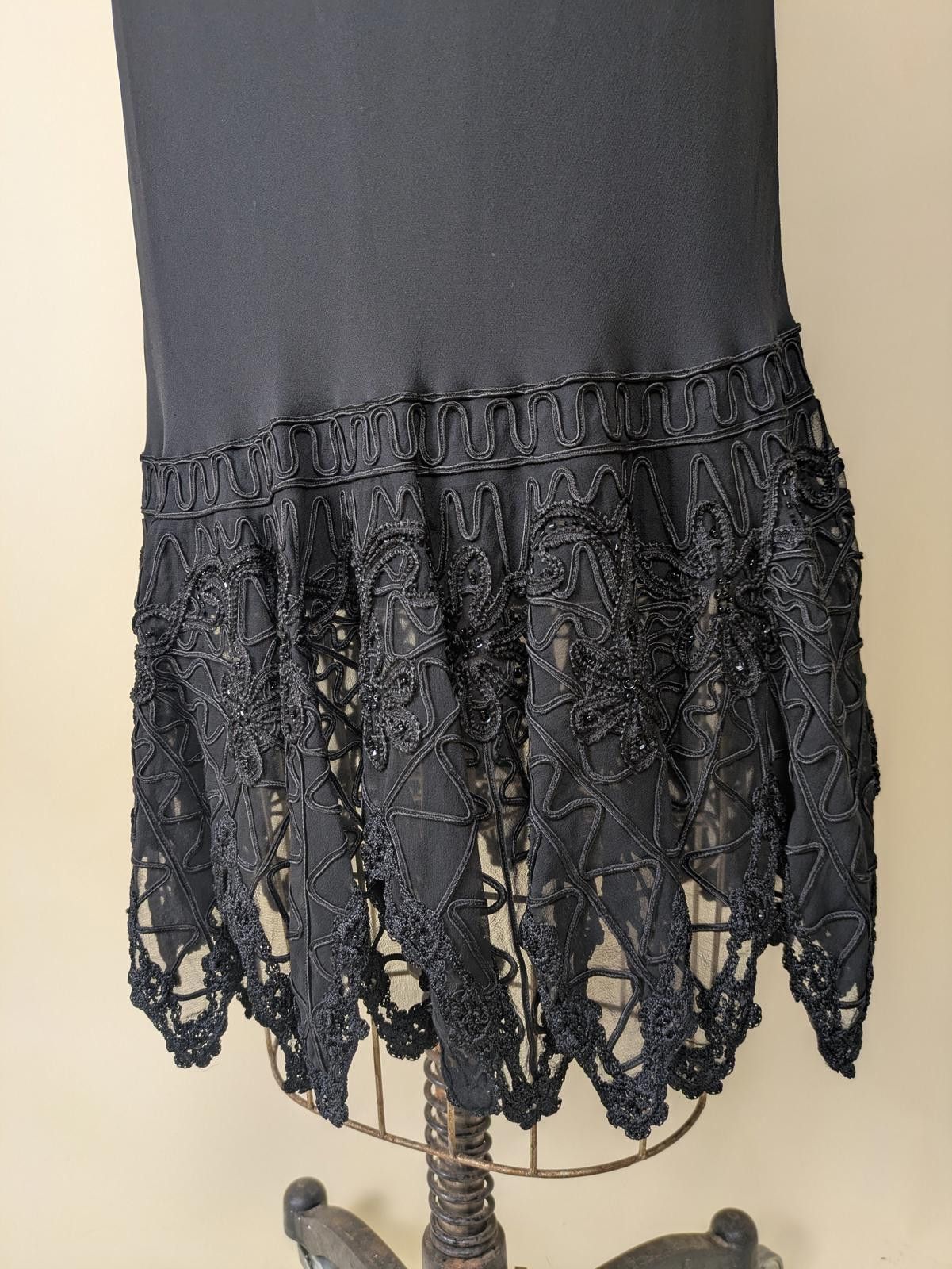 Other 1990's Sue Wong nocturne black silk goth fringe skirt Size 32" / US 10 / IT 46 - 3 Thumbnail
