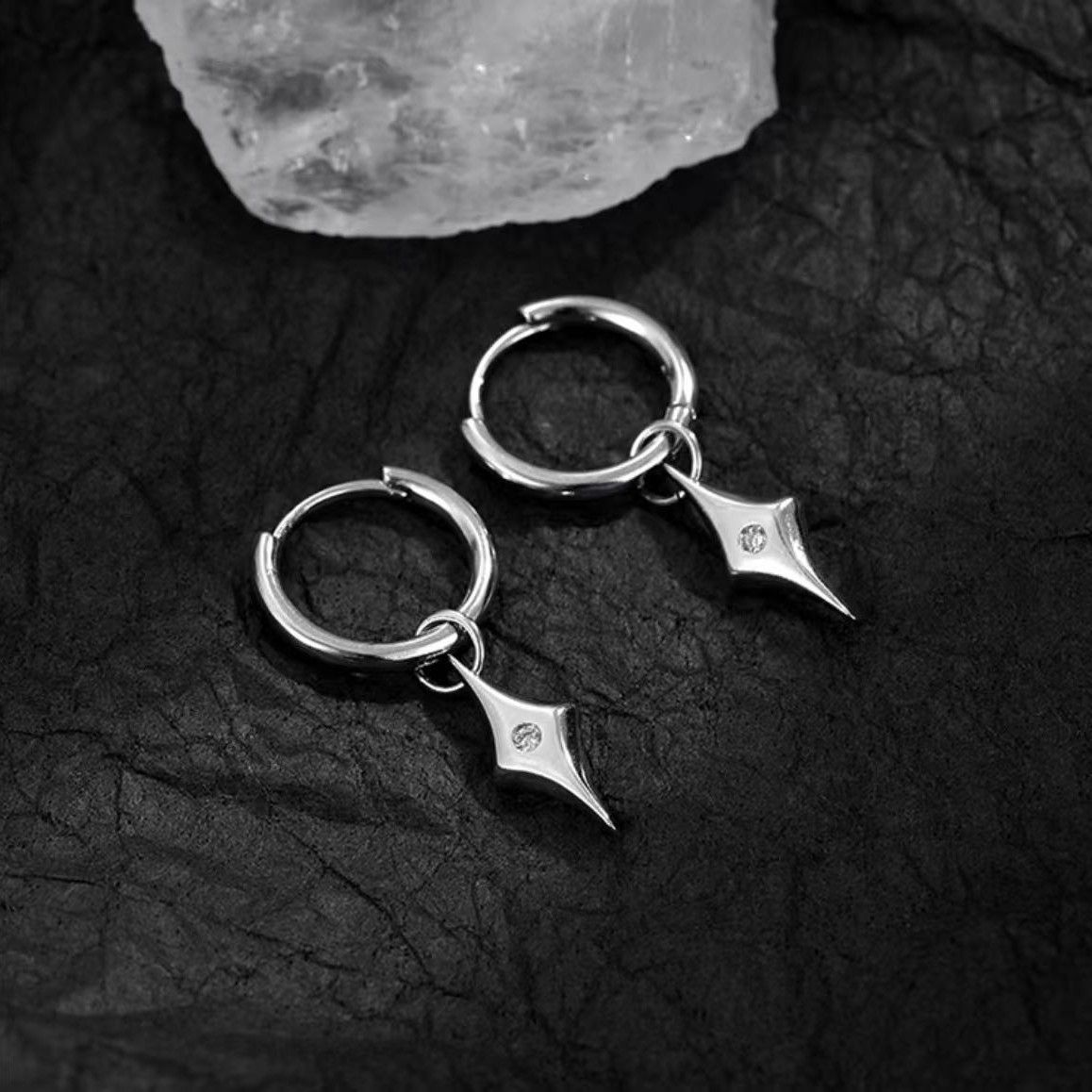 Jewelry × Sterling Silver Dark Earrings One Pairs Chrome Jewelry Size ONE SIZE - 5 Thumbnail
