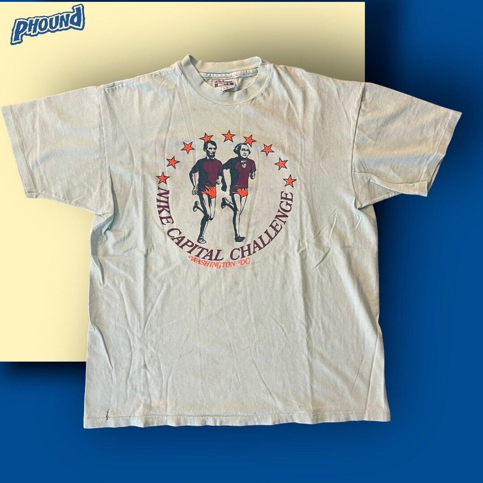 image of Hanes VTG T Shirt Nike Dc Capital Challenge Swoosh 80's Light Green, Men's (Size XL)