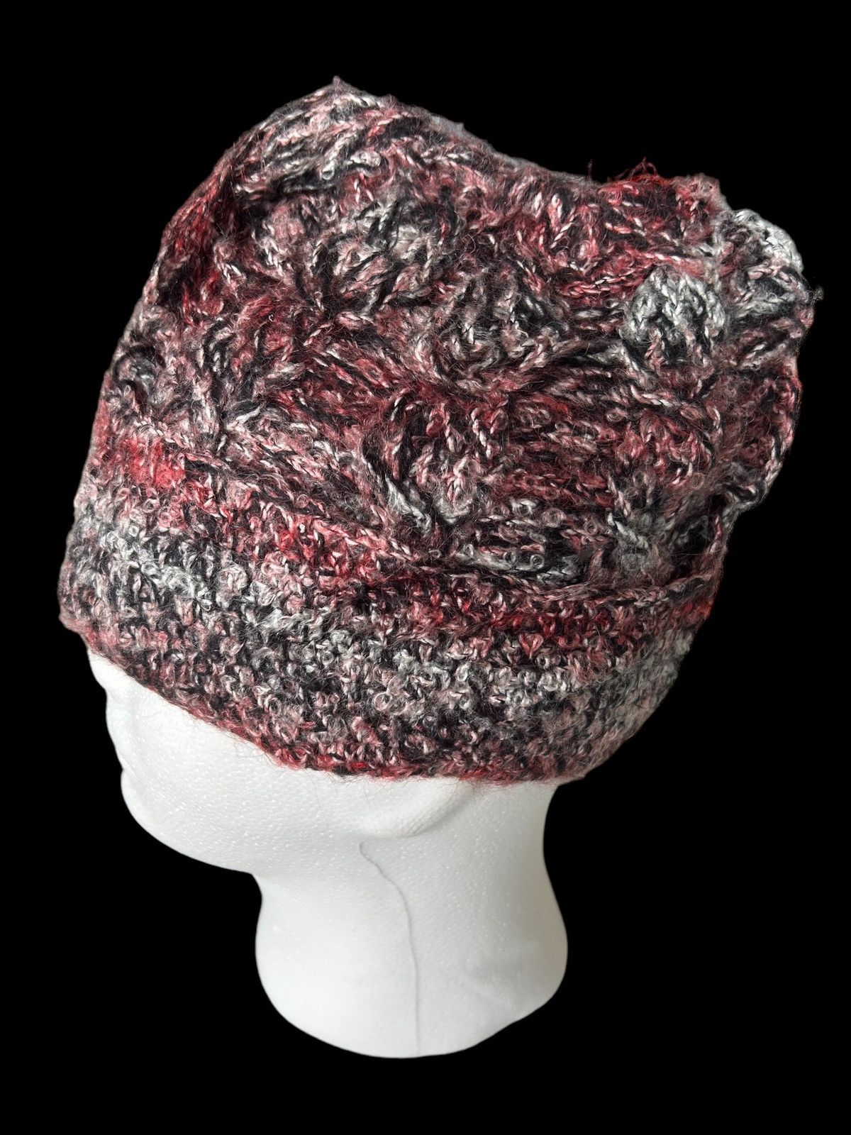 14th Addiction × Japanese Brand Punk Bondage Style Crochet Knitted Handmade fur Beanie Hats☠️ Size ONE SIZE - 1 Thumbnail