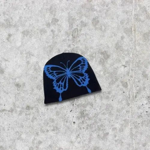 High Sport × Japanese Brand 🔥🕷☠️ Japanese style Beanie hat Butterfly pattern y2k ⚡️ Size ONE SIZE - 3 Thumbnail