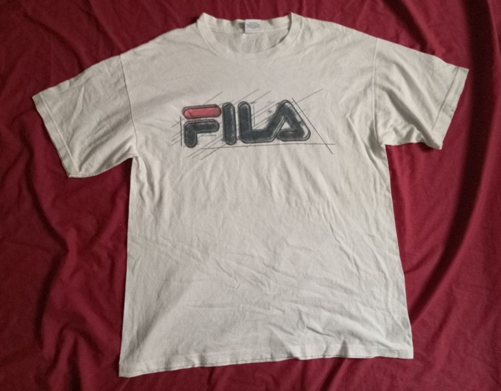 Fila VTG 90s Fila 🎾 Tshirt Spellout Big Logo 🔥 Size US L / EU 52-54 / 3 - 2 Thumbnail