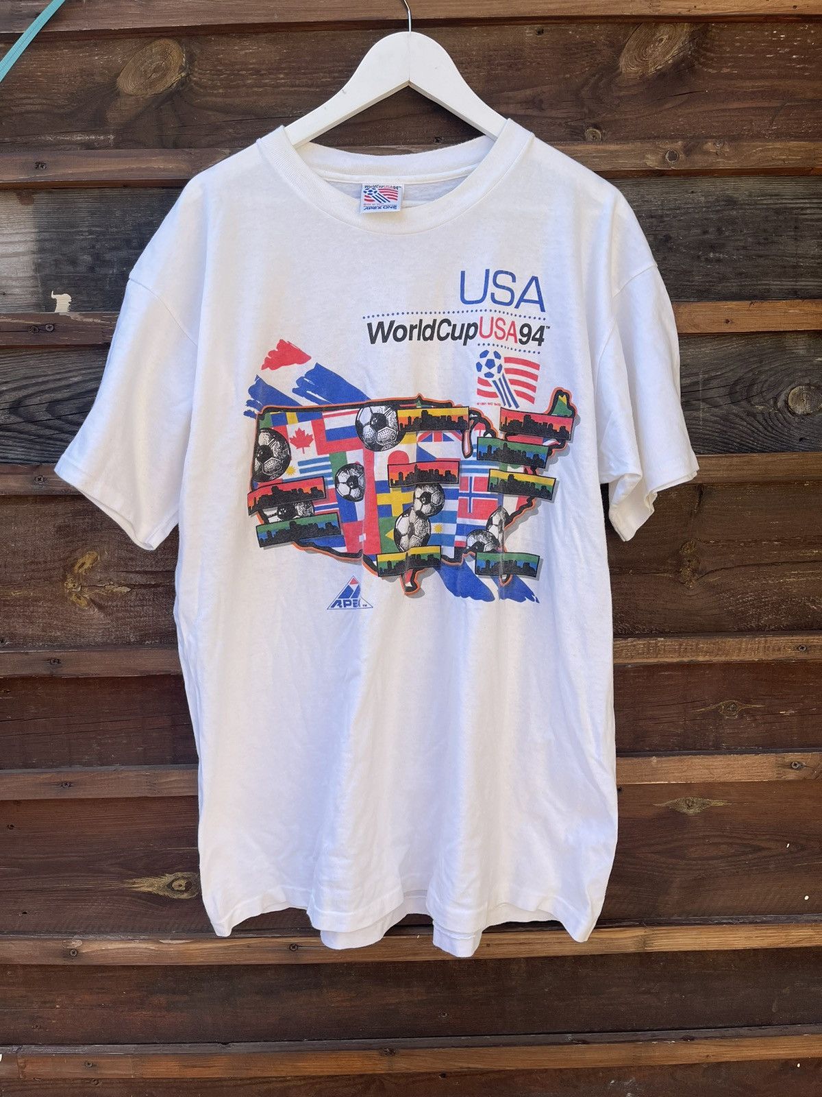 Vintage USA 1994 World Cup vintage Apex One white t-shirt tee Size US XL / EU 56 / 4 - 2 Thumbnail