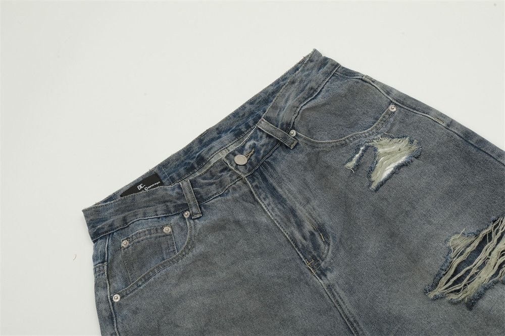 Japanese Brand × Jean Men's washed distressed heavy ripped fake two-piece jeans Size US 32 / EU 48 - 4 Thumbnail