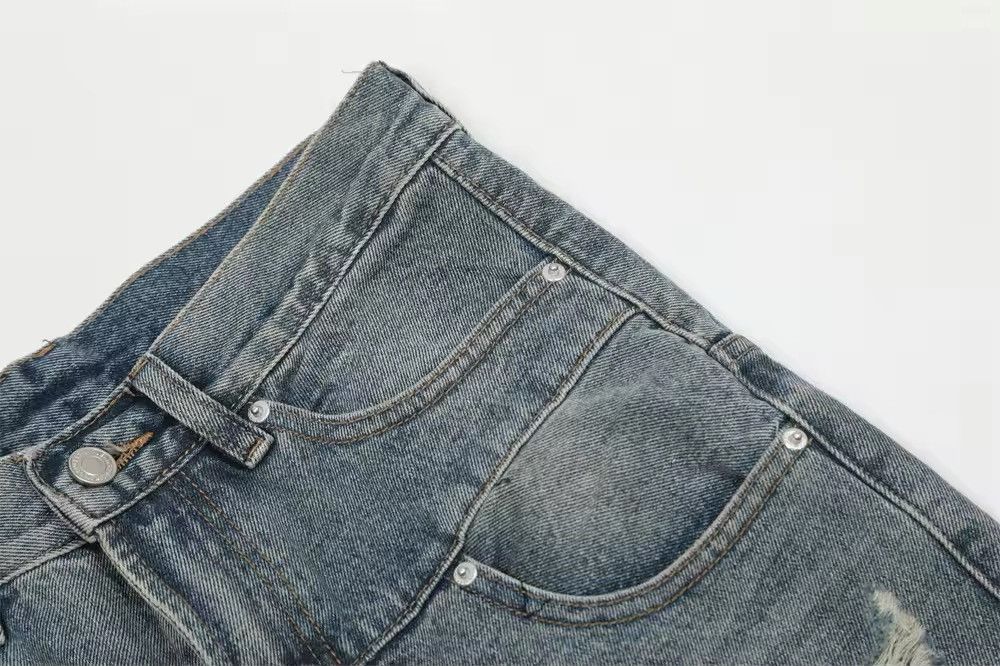 Jean Vintage Washed Distressed Splicing Flared Jeans Size US 30 / EU 46 - 8 Thumbnail