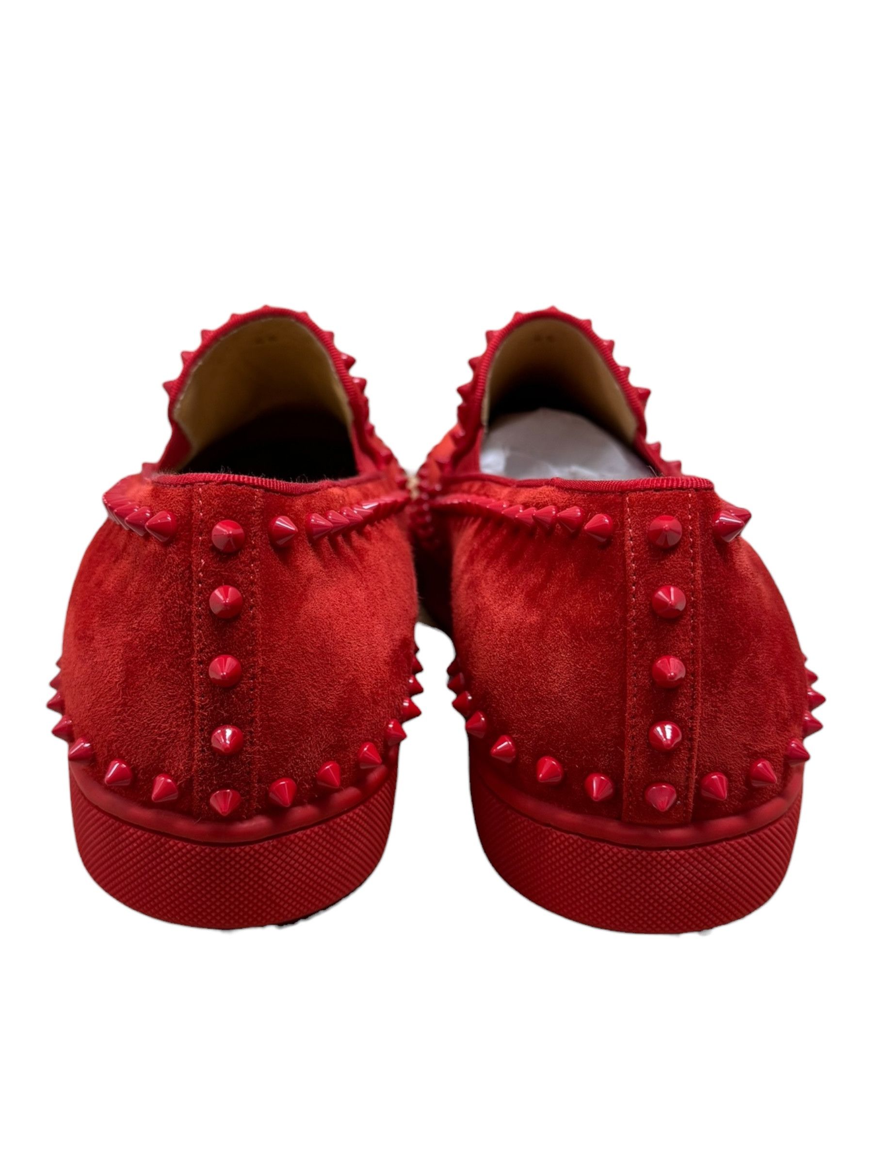 Christian Louboutin Christian Louboutin Red Velour Spike Bout Loafers Slip Ons Size US 12 / EU 45 - 4 Thumbnail