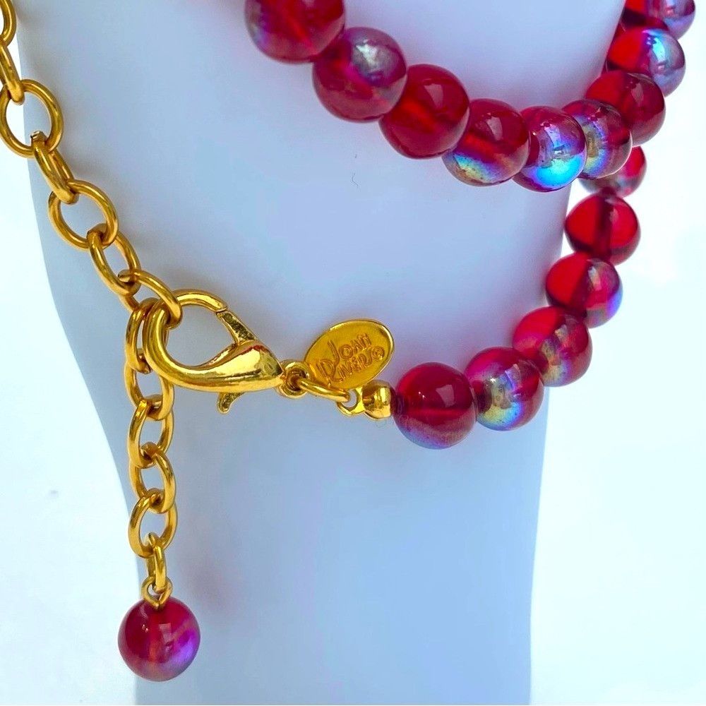 Joan Rivers Vintage JOAN RIVERS Red Iridescent Polished Glass Beads Nec Size ONE SIZE - 6 Thumbnail
