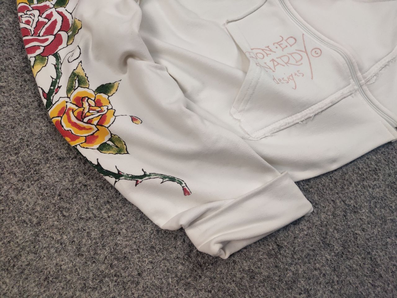 Vintage Ed Hardy Designs Tattoo Logo Zip Hoodie Y2K Style