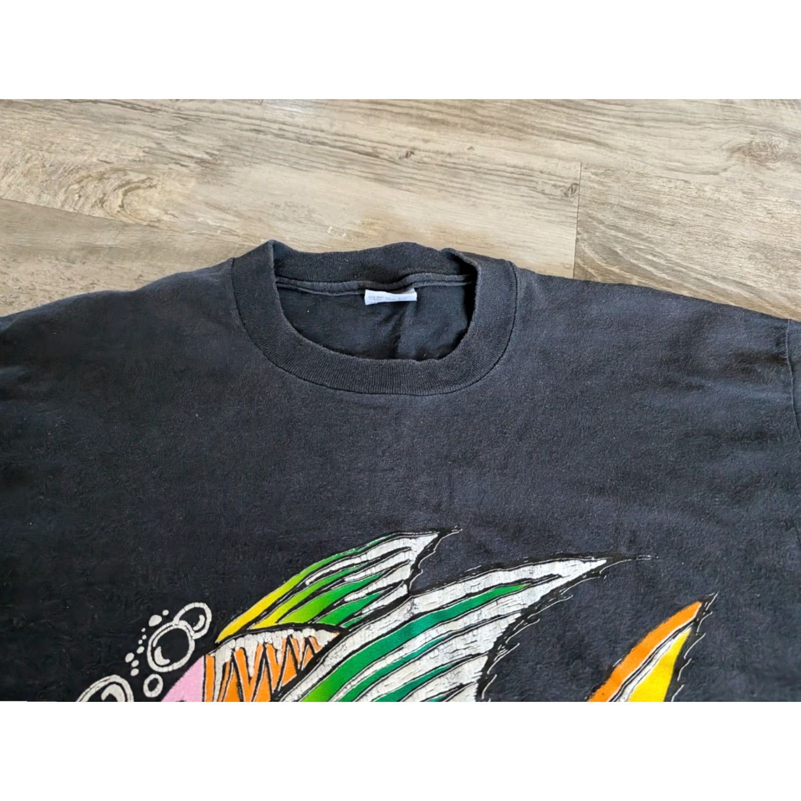 Vintage VINTAGE Stedman Graphic Tee Shirt 90s Fish Ocean XL Black Mens 90s Fish Graphic Tee Size US XL / EU 56 / 4 - 5 Thumbnail