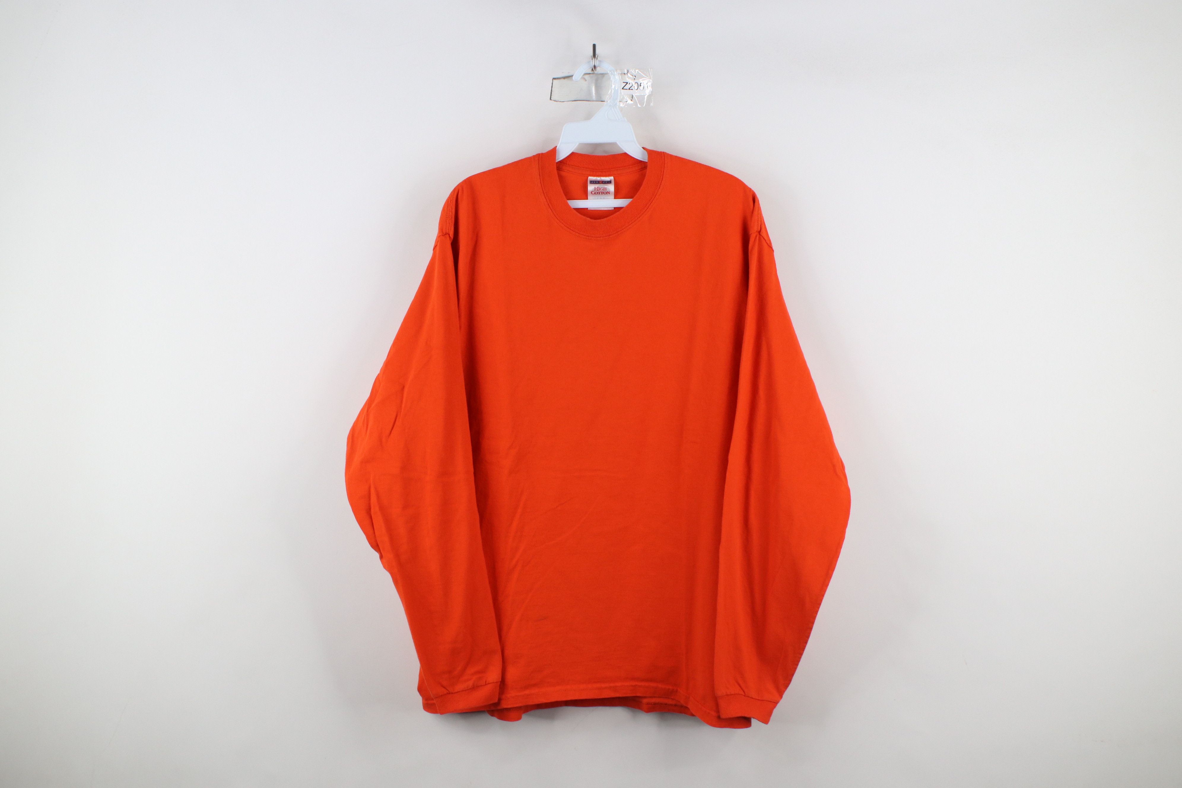Vintage 90s Streetwear Cotton Long Sleeve T-Shirt Orange