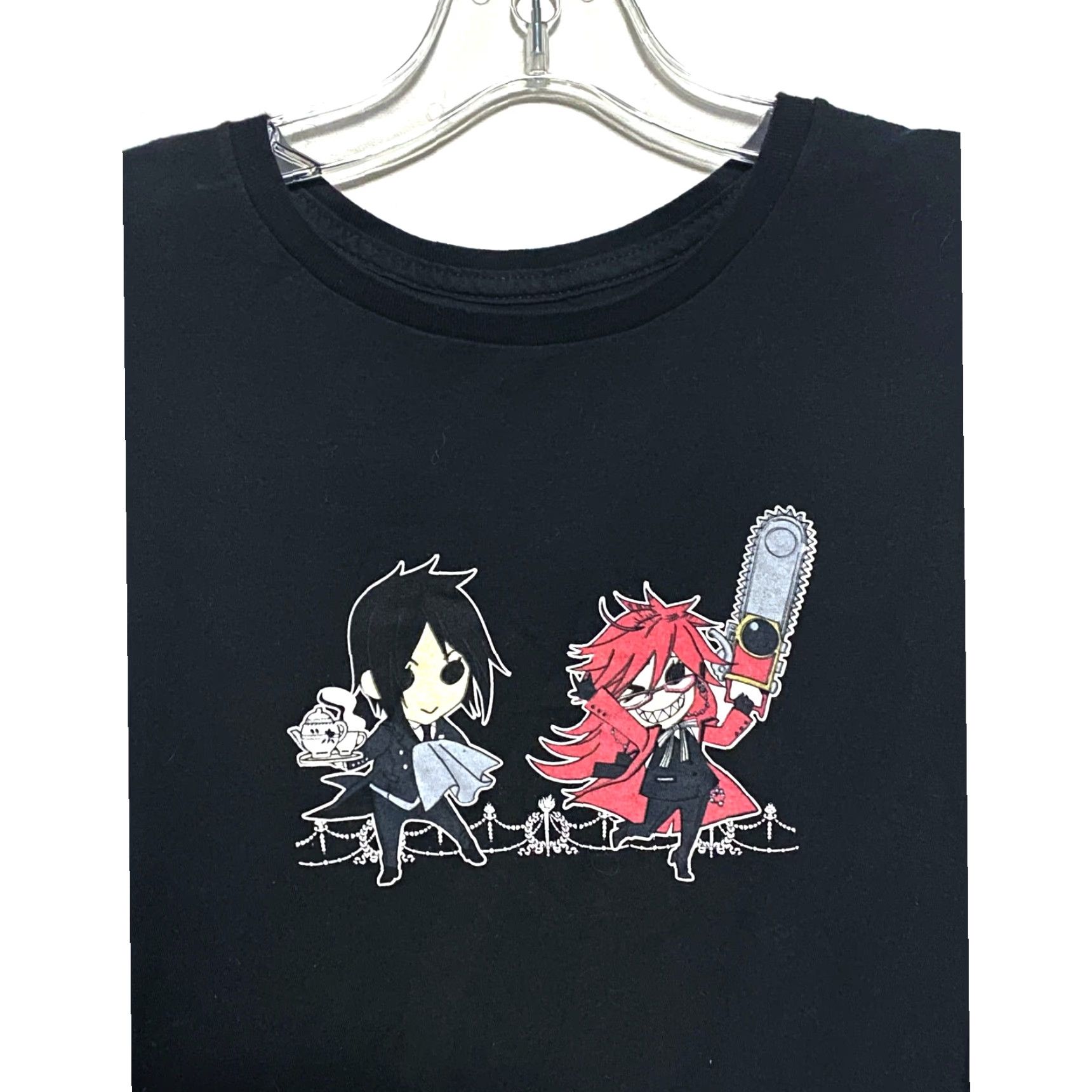Vintage VTG Black Butler Chibi Sebastian Grell Black Shirt Juniors L Anime Y2K Grunge Ladies T-Shirt Size L / US 10 / IT 46 - 2 Thumbnail