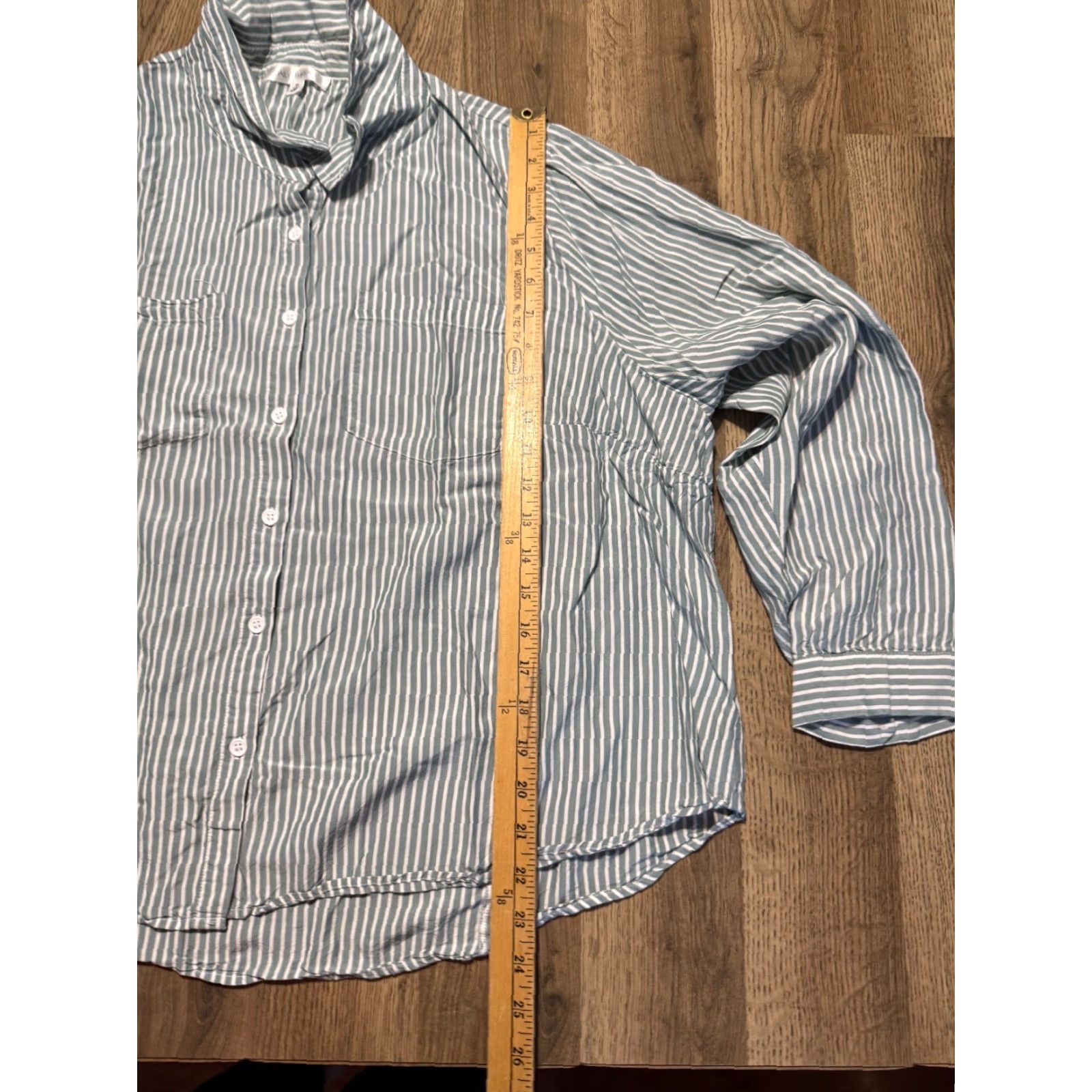 Vintage Daily Thread Shirt Women 2X Green White Striped Long Sleeve Button-Up Shirt Size XXL / US 16-18 / IT 52-54 - 7 Thumbnail