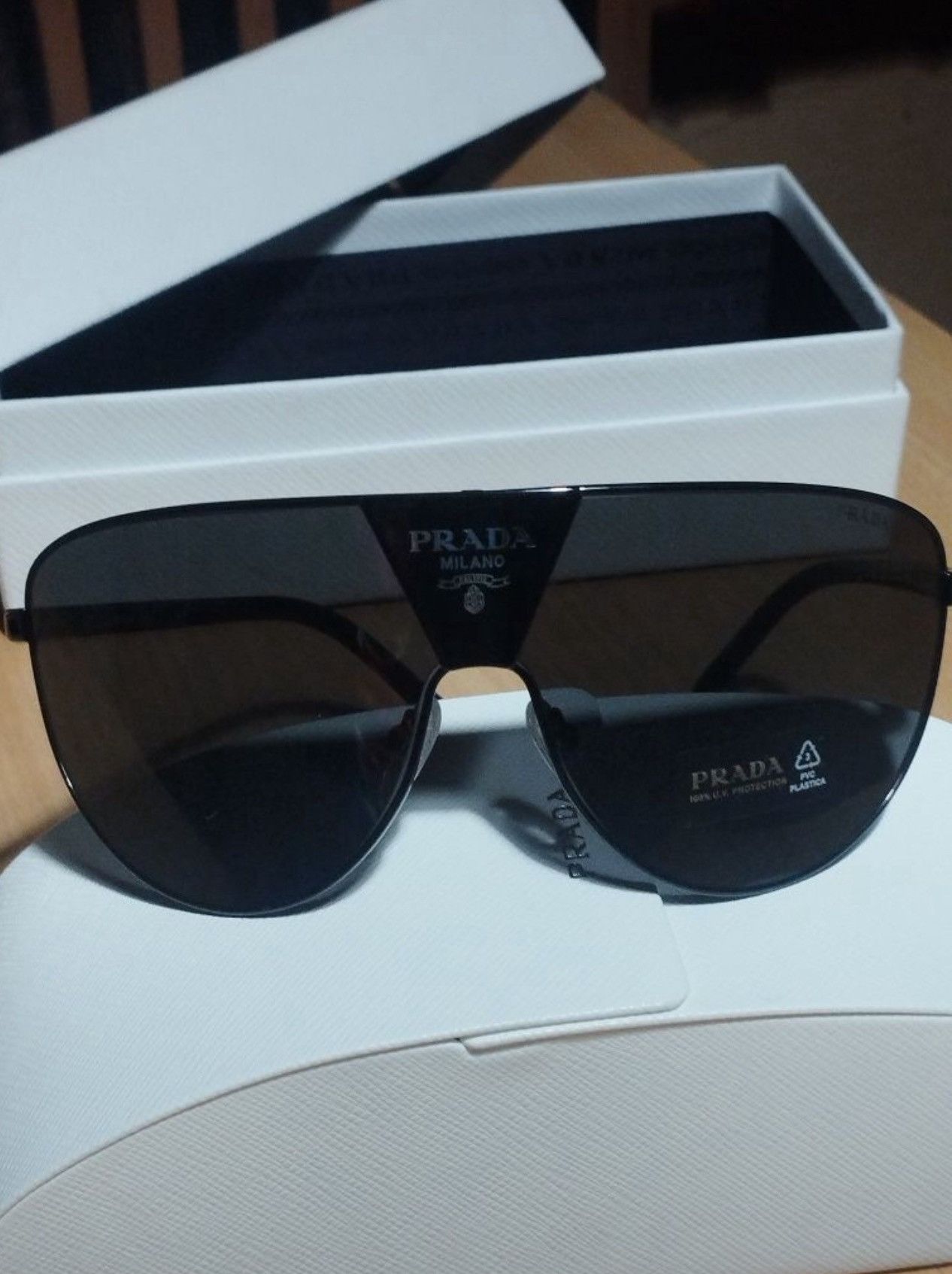 Prada *NEW* PRADA 2025 Wrap Mask Logo Sunglasses runway Size ONE SIZE - 7 Thumbnail