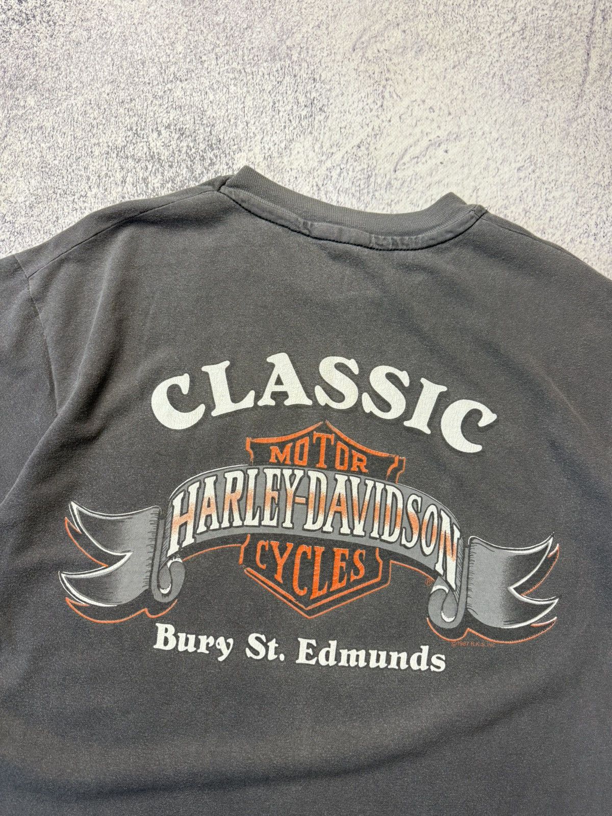 Harley Davidson Vintage Harley Davidson T Shirt 1989 USA Bury St.Edmunds Size US L / EU 52-54 / 3 - 16 Thumbnail