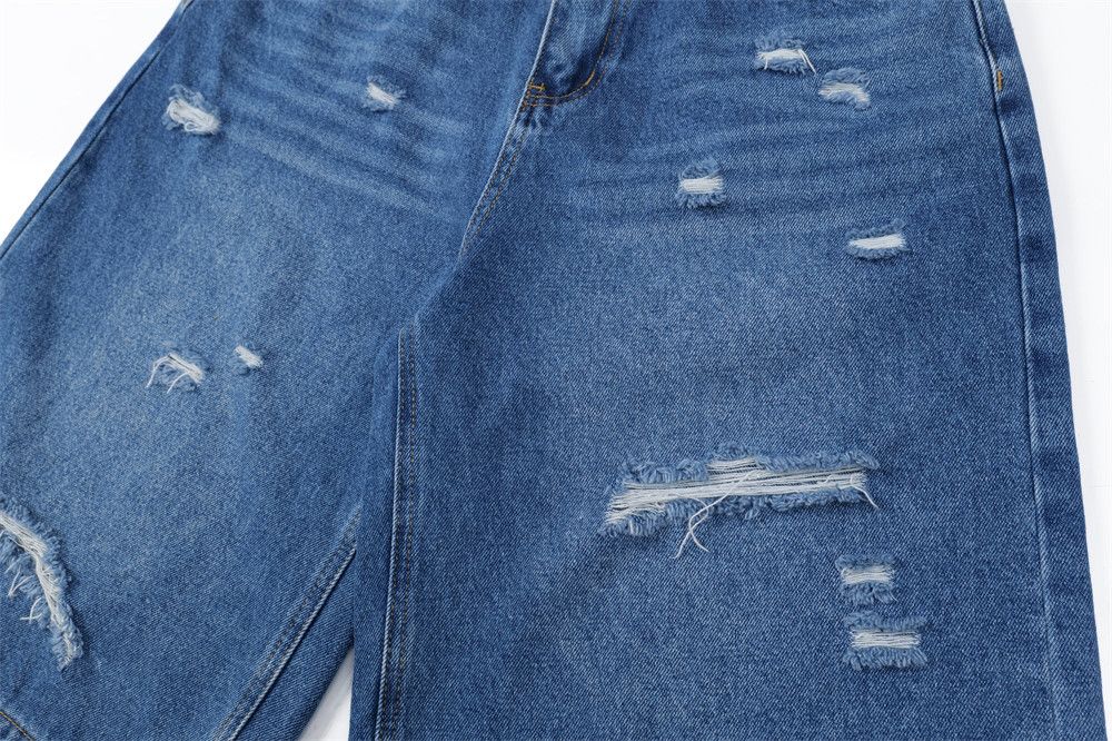 Japanese Brand × Jean Men's distressed washed loose ripped denim shorts Size US 32 / EU 48 - 6 Thumbnail